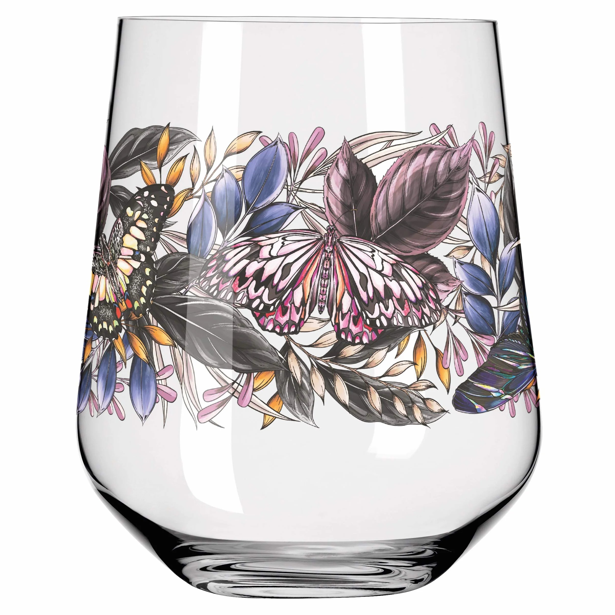 RITZENHOFF 3701001 Kieliszek do ginu, 700 ml, seria Shadow Fauna, zestaw nr 1, 2 sztuki, bocian i motyl - Made in Germany