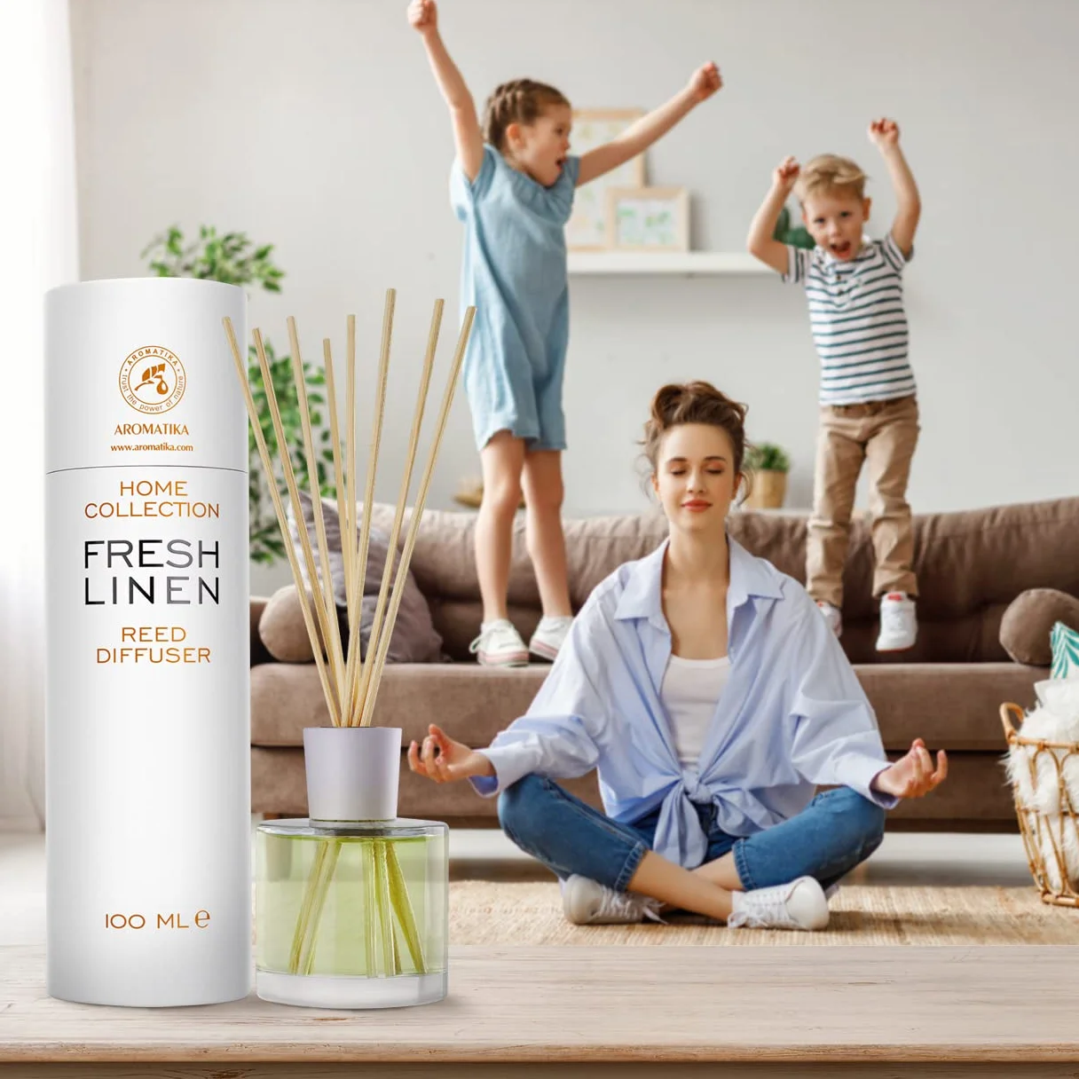 Fresh Linen Reed Diffuser - 100ml w/Rattan Sticks - Home Fragrance - Scented Diffusers for Aromatherapy - Perfect as a Gift - Enhancing any Room with a Refreshing, Soothing and Pleasant Scent