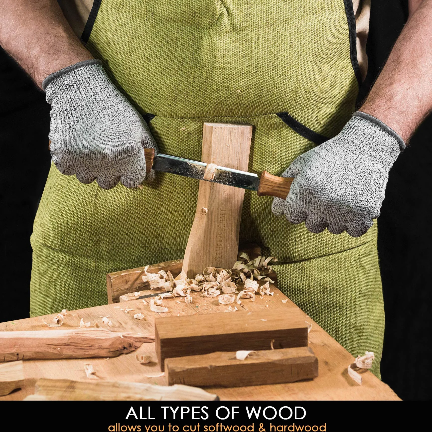 BeaverCraft nóż do strugania DK1-4,3" z prostym ostrzem, narzędzia do rzeźbienia w drewnie, narzędzie ręczne do obróbki drewna, nóż do strugania w drewnie