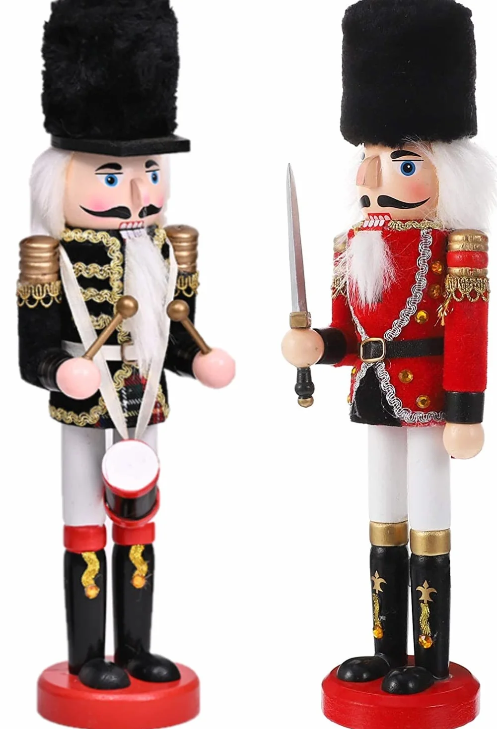 KAHEIGN Drewniany dziadek do orzechów, 2 style, 30 cm, świąteczne tradycyjne figurki dziadka do orzechów, wysokiej jakości, malowane drewno sosnowe, żołnierz do domu, kominka, dekoracja na imprezę