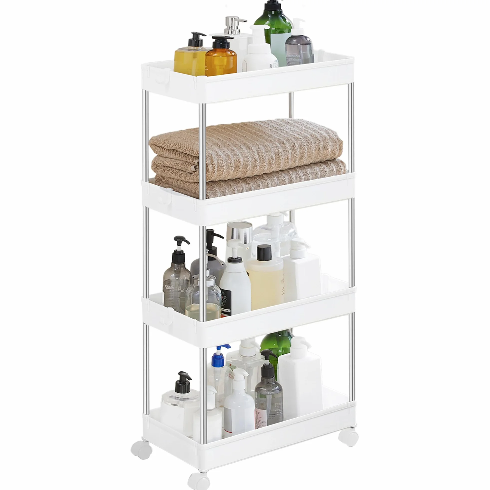 SONGMICS 4-poziomowy wózek do przechowywania na kółkach 40x22x86 cm biały KSC10WT