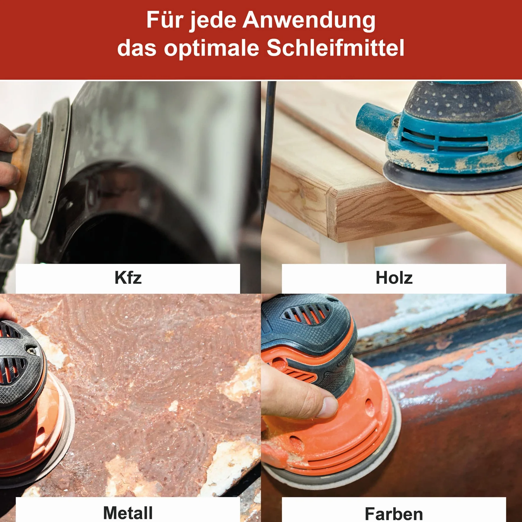 Woltersberger® 50 sztuk ściernic Ø 180 mm | ziarnistość P40, P80, P100, P180, P320 | bez otworu w kolorze czerwonym | papier ścierny szlifierski do płyt gipsowo-kartonowych