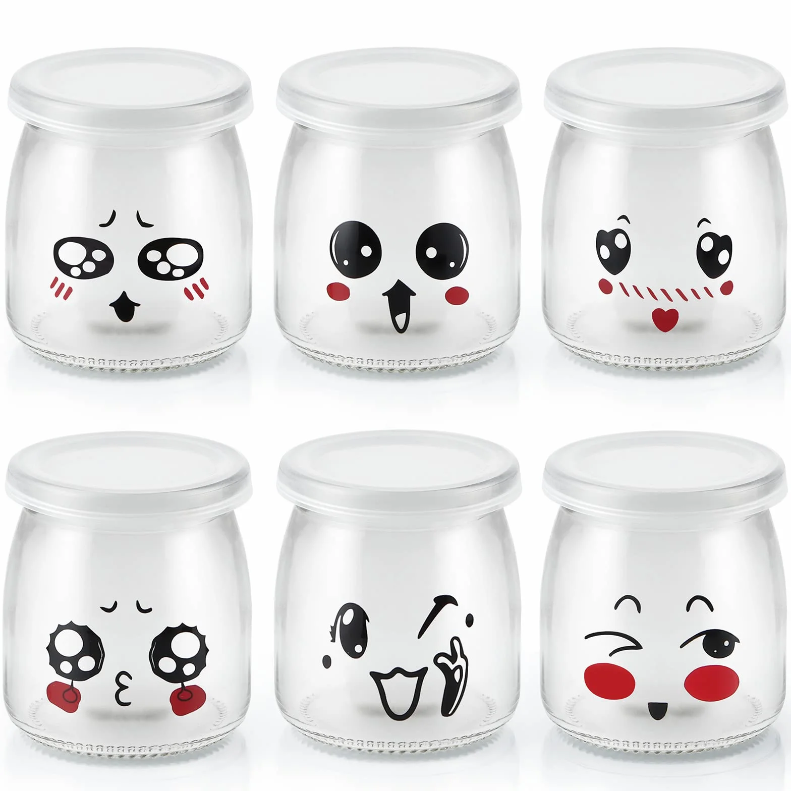Skelang Szklany słoik na jogurt 200 ml 12 sztuk z plastikową pokrywką