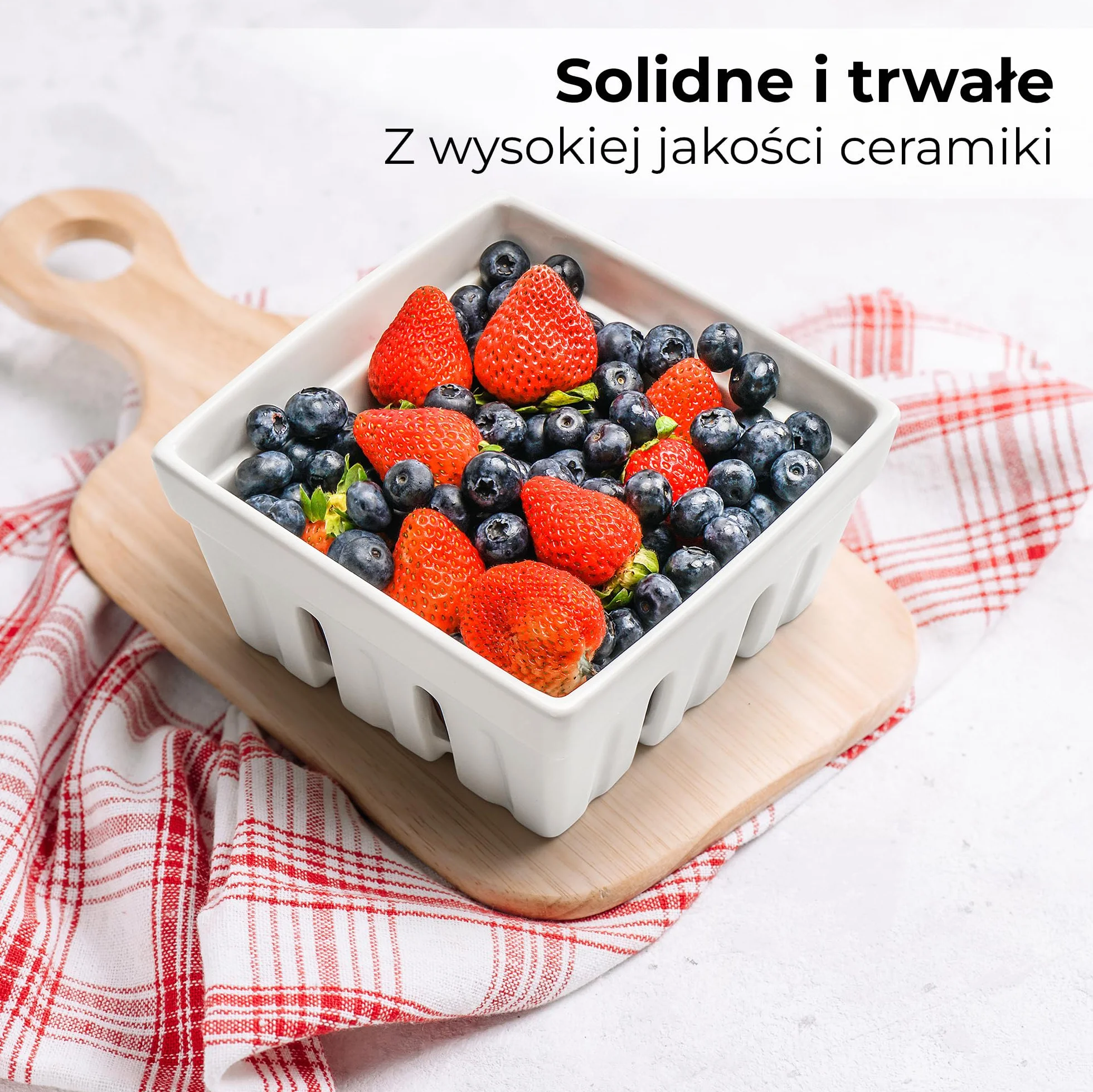 MIAMIO - Ceramiczny koszyk na owoce 2 szt., miski na owoce i jagody, dekoracyjne miski kuchenne do przechowywania truskawek, borówek, owoców i przekąsek