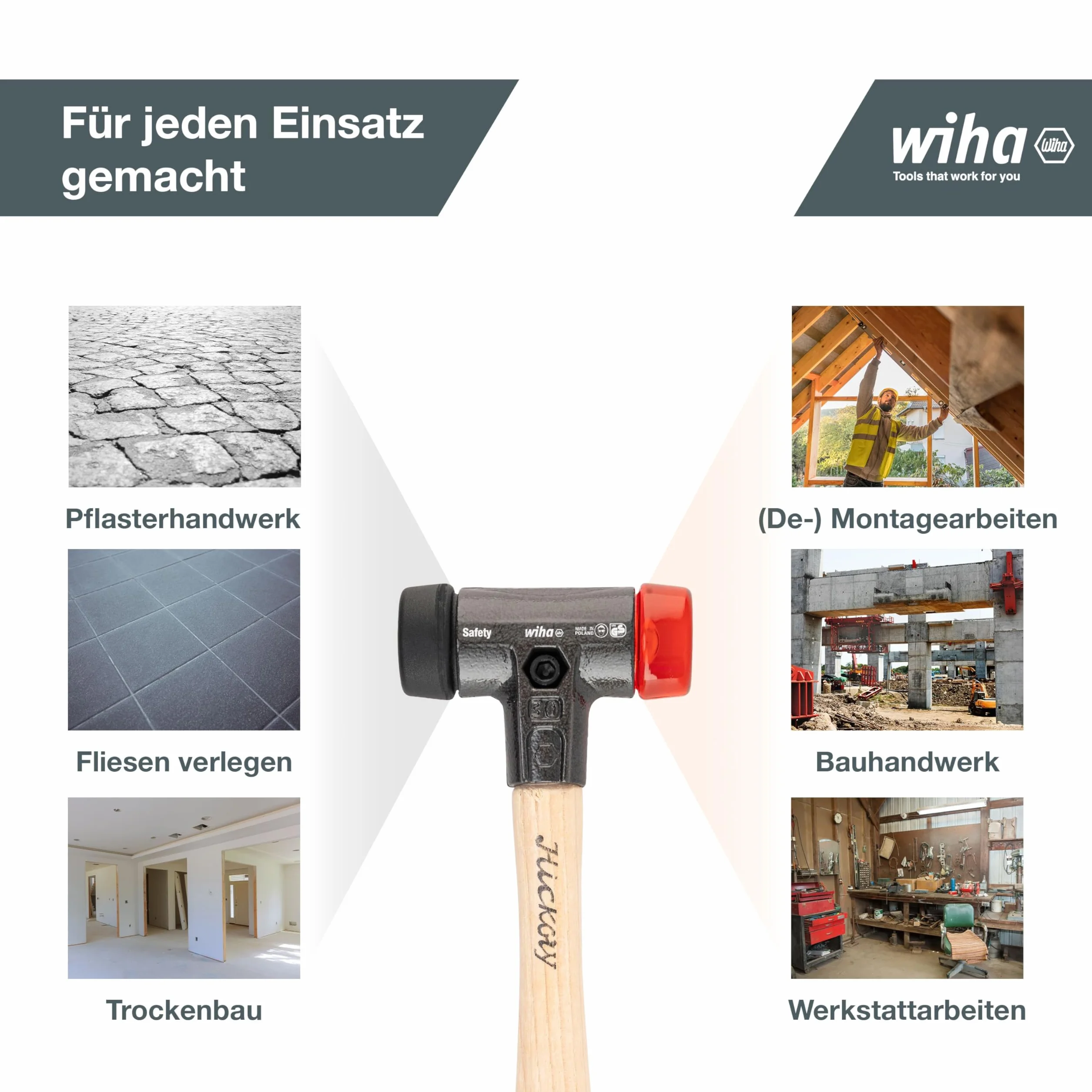 Wiha Safety 83238030 Młotek, Czarny/Pomarańczowy, 30 mm
