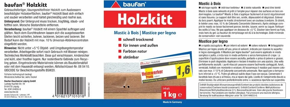 Baufan Zestaw Drewniany, Gotowa do Użycia Masa Wypełniająca, 1 kg