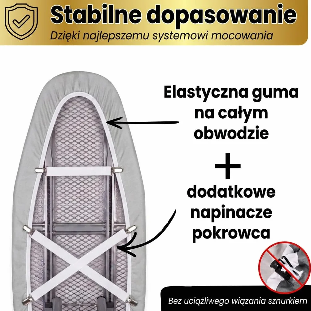 Pokrowiec na deskę do prasowania 120x40 cm bawełna do żelazka parowego jasnoszary