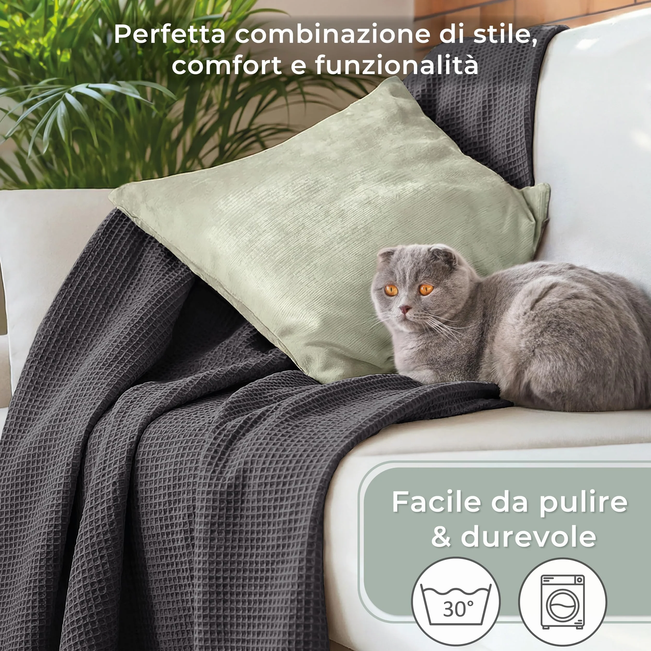 LAYNENBURG narzuta klasy premium, 180 x 220 cm, 100% bawełny o strukturze waflowej, lekkie nakrycie letnie, bawełniana narzuta na łóżko, sofę, antracytowa
