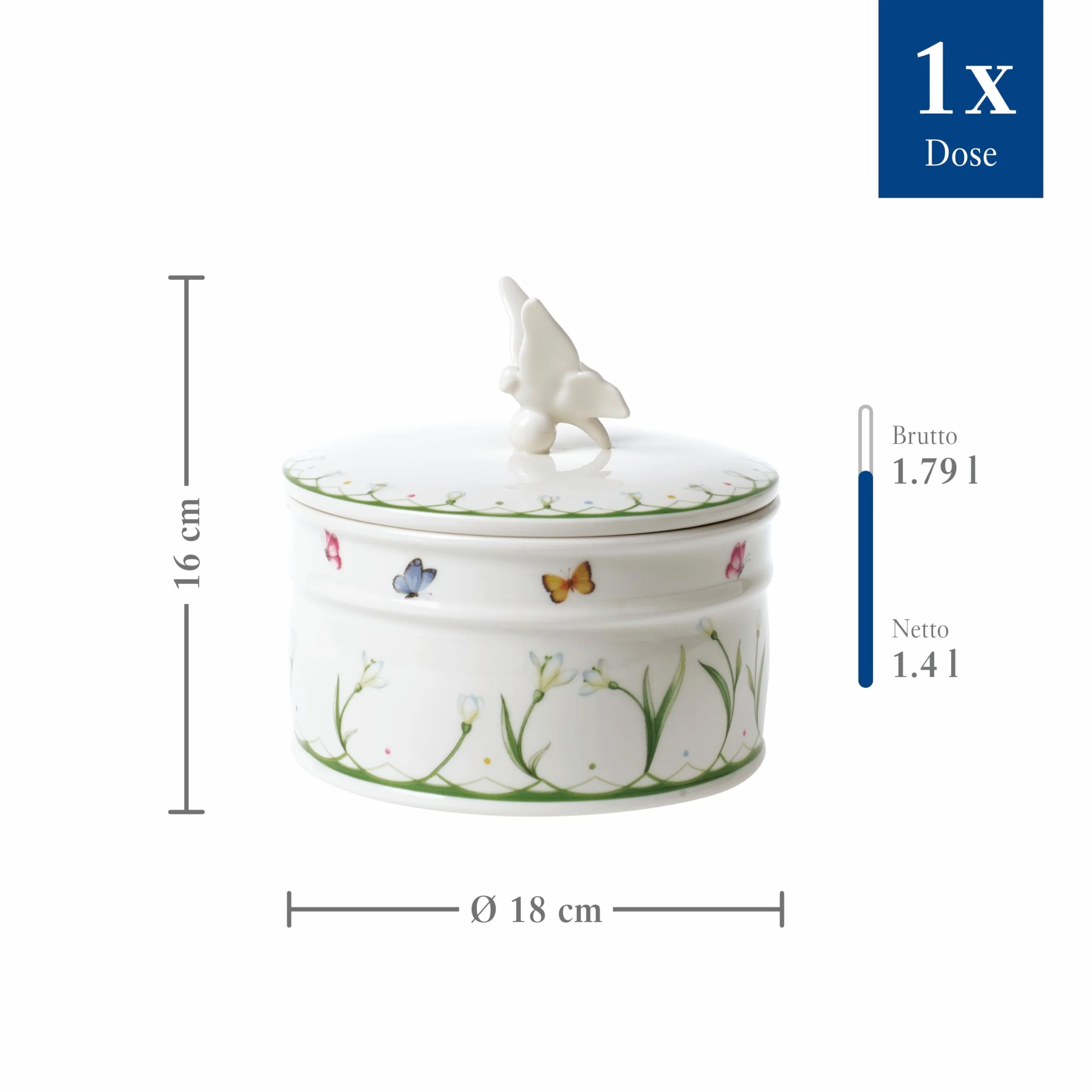 Villeroy & Boch Duża miska, twarda porcelana, biała, 16 cm, przebiśniegi