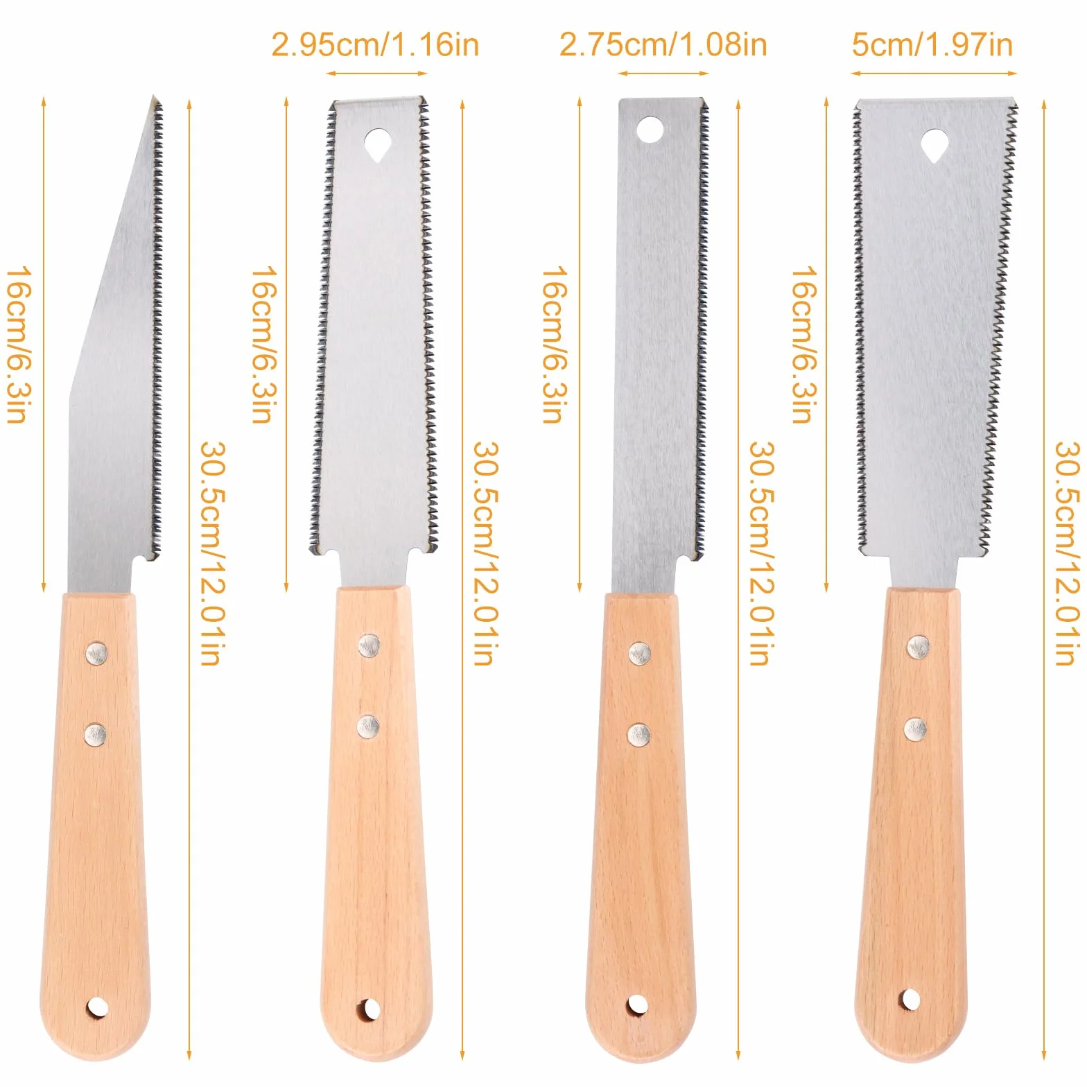 4 sztuki japońskiej piły ręcznej 15 cm, mała piła precyzyjna do drewna, dwuostrzowa, 11/17 TPI, narzędzia do cięcia poprzecznego, cięcia wzdłużnego (srebrne)