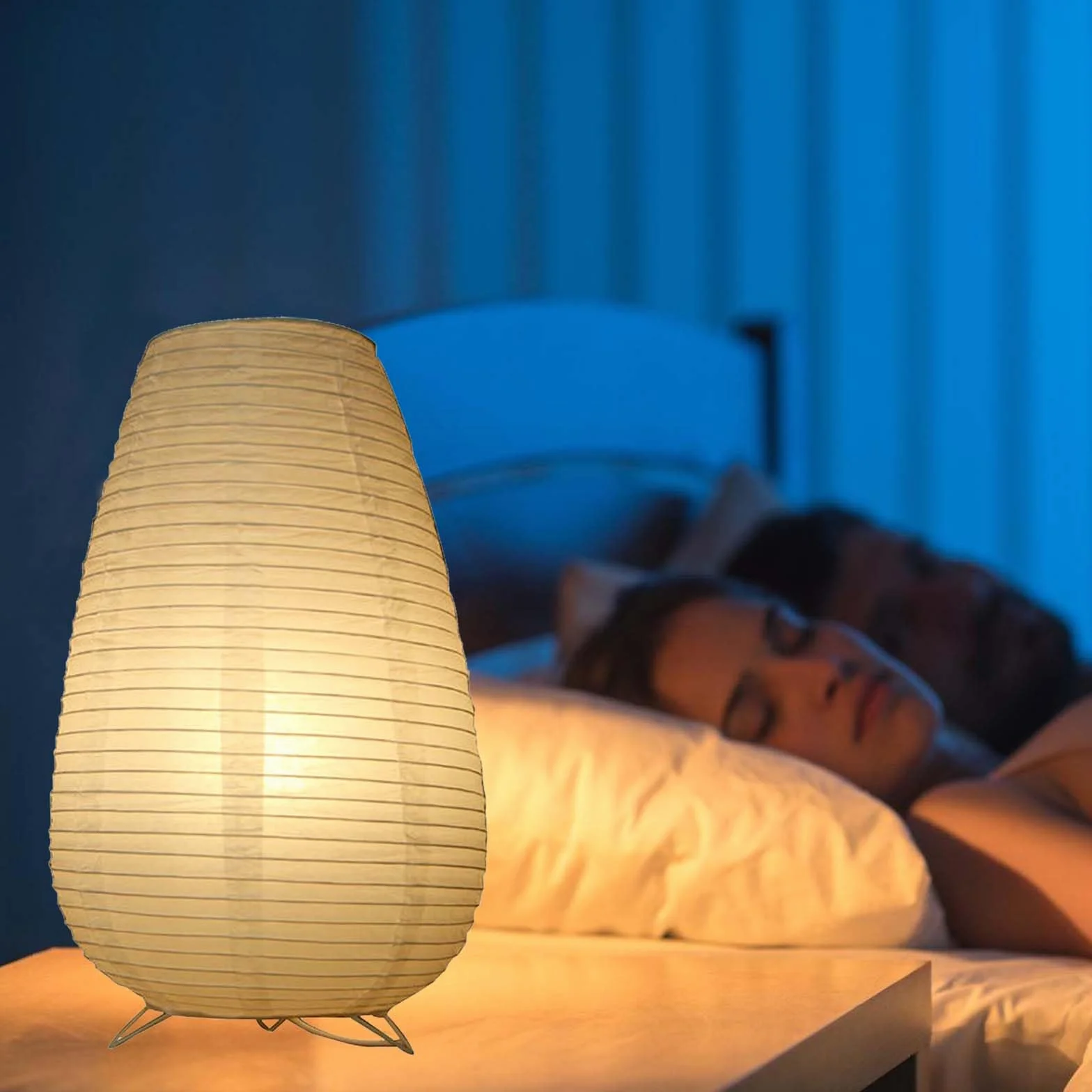 Klosz lampy z papieru ryżowego, papierowa lampa stołowa, biała, lampka nocna, lampa stojąca, lampa stołowa, abażur z oprawką E14, przełącznik i żarówka, okrągła lampa wisząca, kabel 1,8 m, wys. 33 cm
