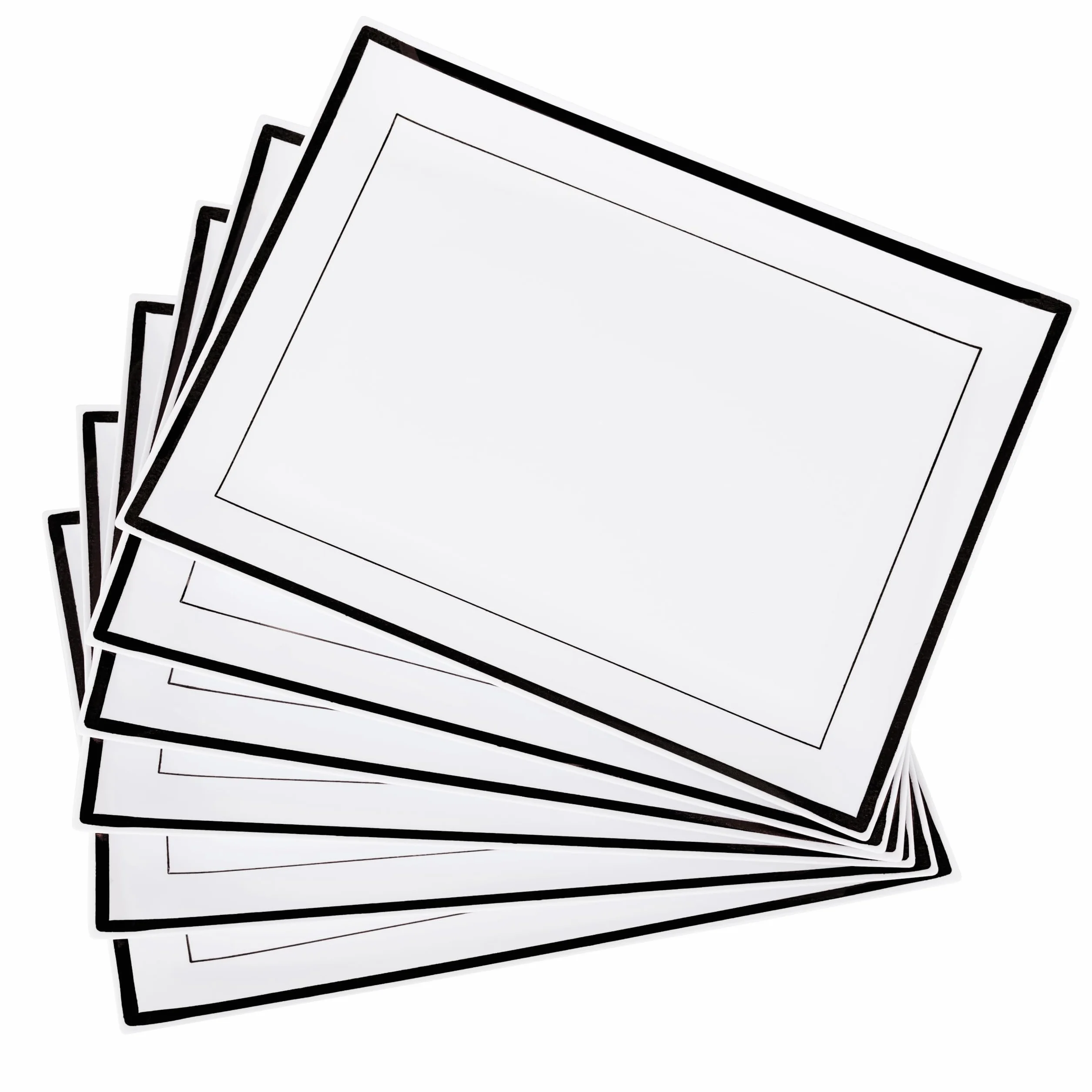 MATANA 6 białych prostokątnych półmisek do serwowania z czarną krawędzią, 30 x 23 cm – plastikowe tace wielokrotnego użytku na przekąski, kanapki, tace bufetowe, do serwowania żywności, cateringu, na