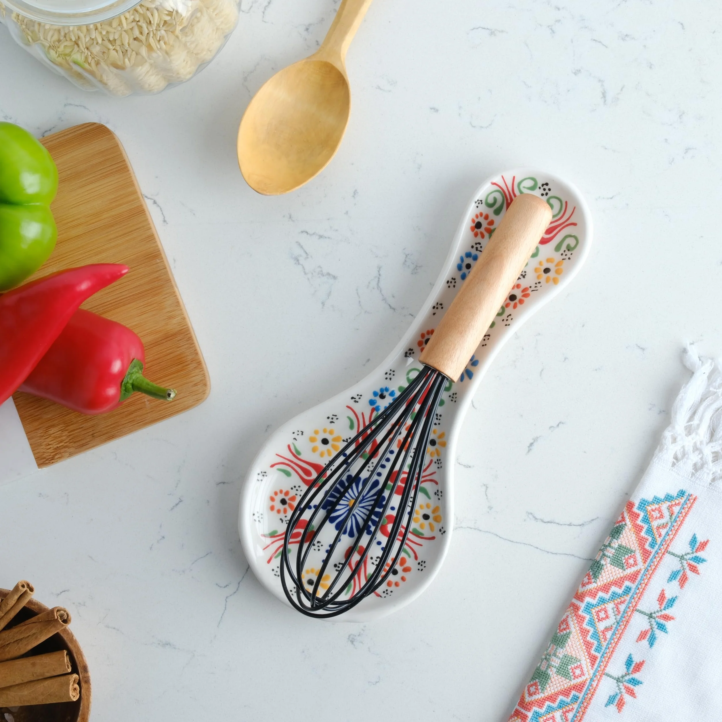Ręcznie wykonana podstawka na łyżkę, ceramiczna podstawka na łyżkę do kuchenki, 25 cm, podstawka na łyżkę do blatu kuchennego, nadaje się do mycia w zmywarce, uchwyt na łyżkę do kuchenki, prezent na