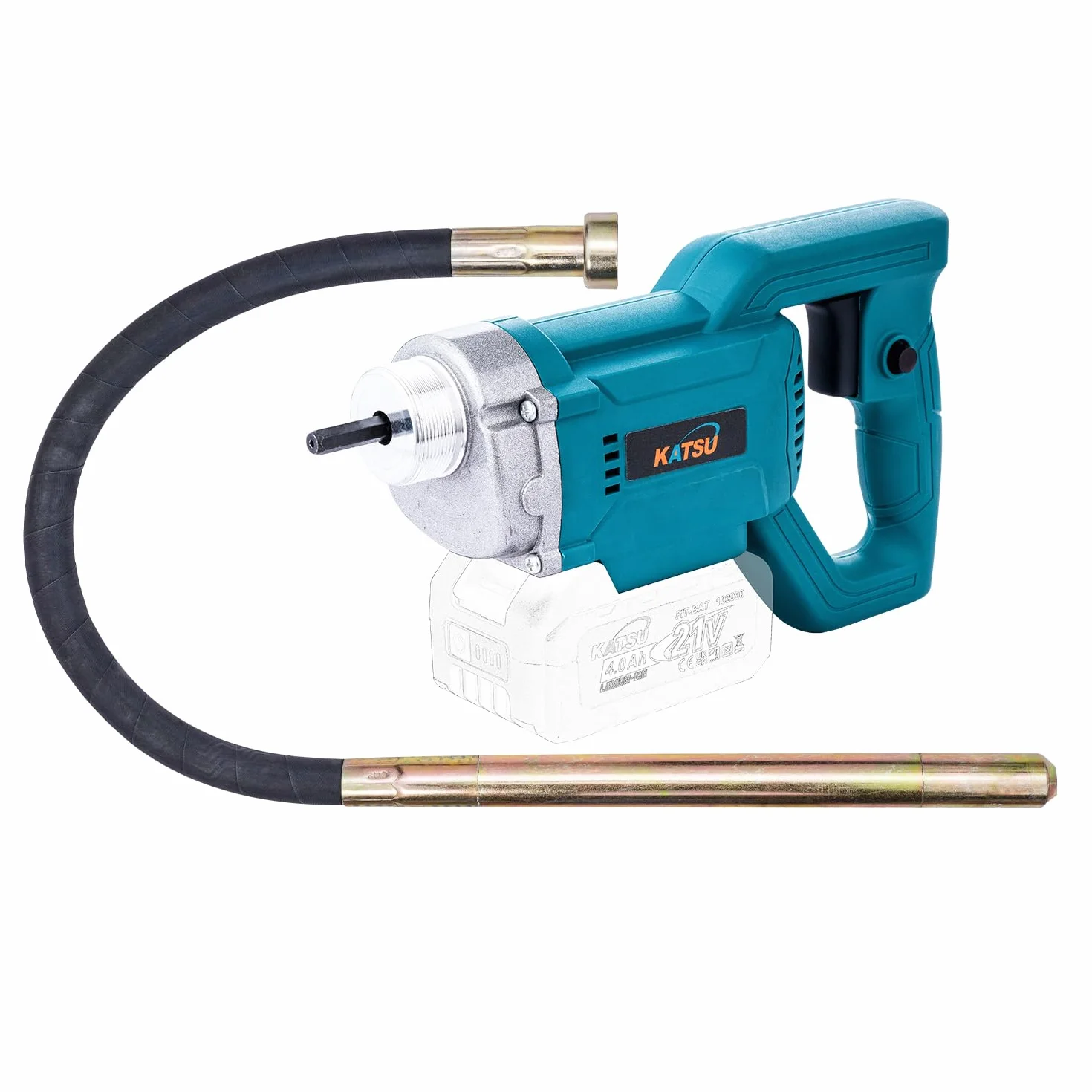 KATSU FIT-BAT 21V bezszczotkowy akumulatorowy do betonu zagęszczacz do betonu narzędzia do betonu z wężem 1,2 m i elastycznym wałem o średnicy 35 mm, bez baterii i ładowarki