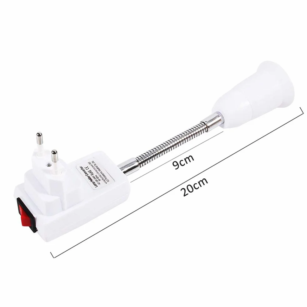Akynite Oprawka lampy E27 bez kabla z przełącznikiem, lampa ścienna, AC 230 V, gniazdo typu 'łabędzia szyja', lampa punktowa do czytania, łóżko E27, oświetlenie pośrednie, zestaw 2 szt