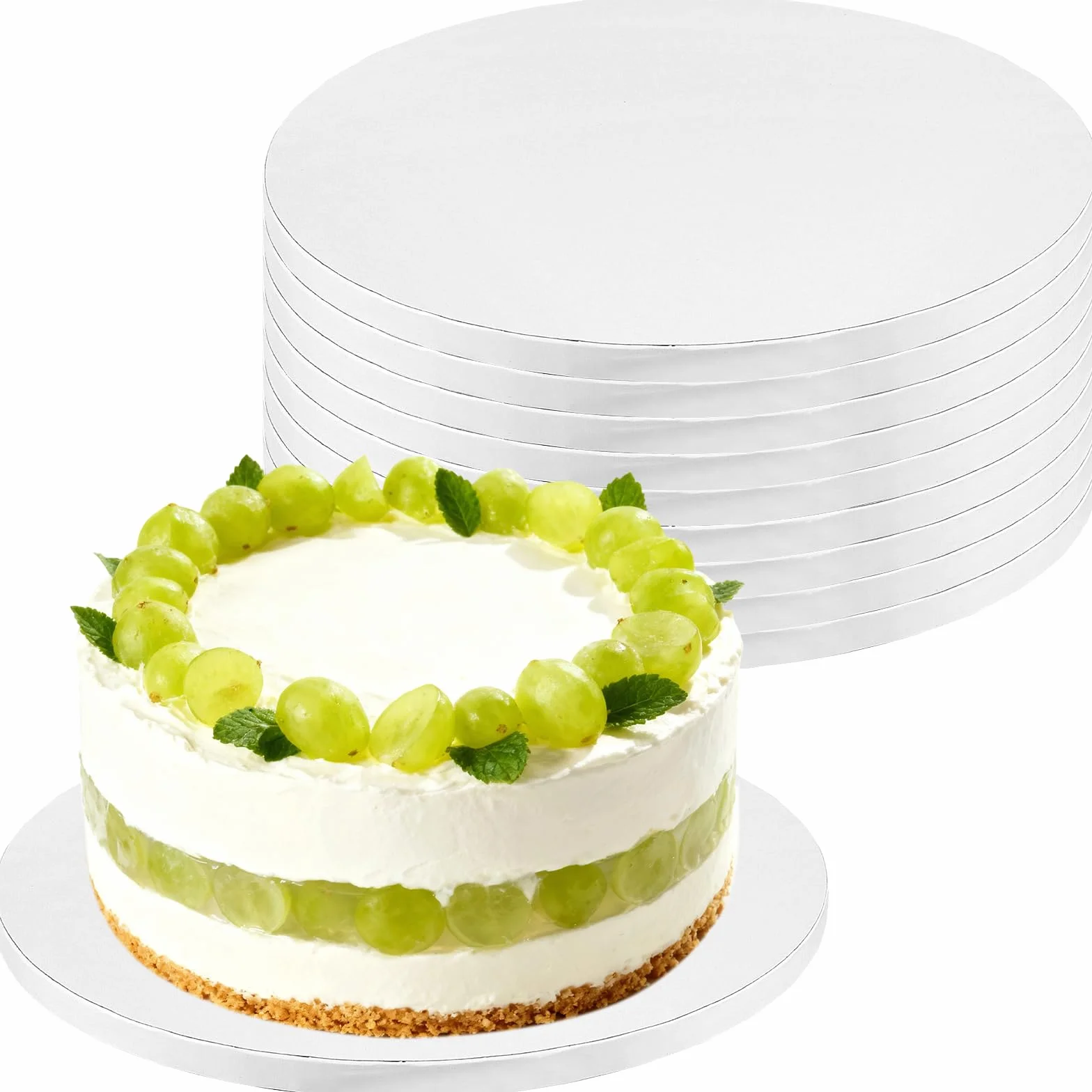 10 sztuk okrągłych podkładek pod tort, 25 cm, okrągłe, białe, 12 mm grubości, okrągłe, do transportu ciast i tortów, 10 sztuk