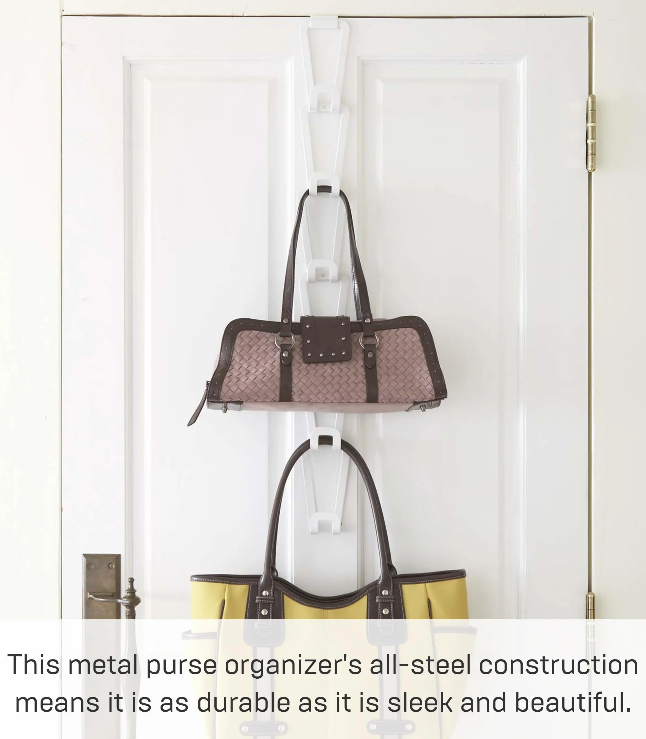 YAMAZAKI home 6510 torba z ogniwami łańcucha uchwyt - szafa do przechowywania wiszący organizer, jeden rozmiar, biały