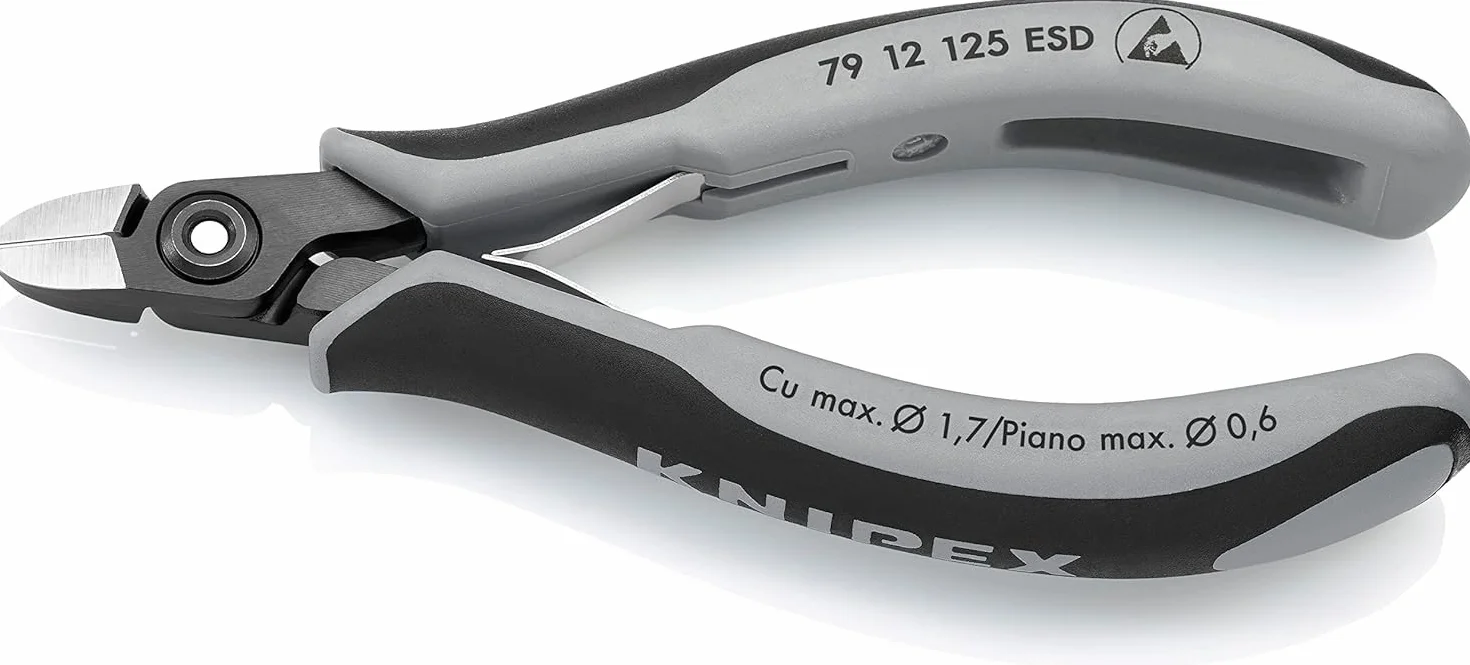 KNIPEX Precyzyjne szczypce tnące boczne dla elektroników ESD z osłonkami wielokomponentowymi 125 mm, 79 12 125 ESD