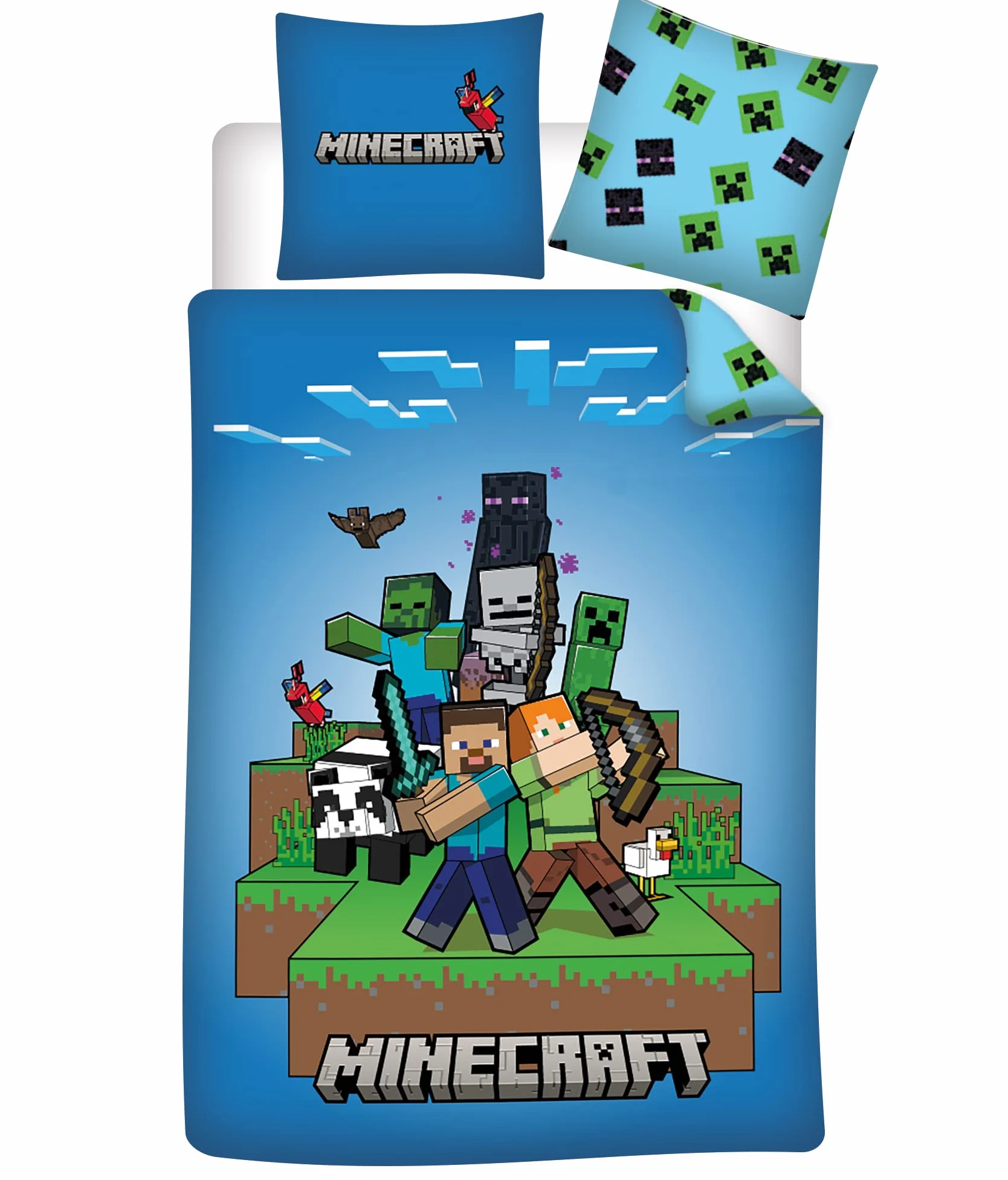 AYMAX Minecraft Ready to Survive 100% komplet pościeli dziecięcej 135 x 200 cm, poszewka na kołdrę + poszewka na poduszkę 80 x 80 cm, mikrofibra