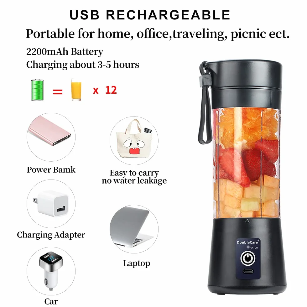 Przenośny blender USB 380 ml czarny