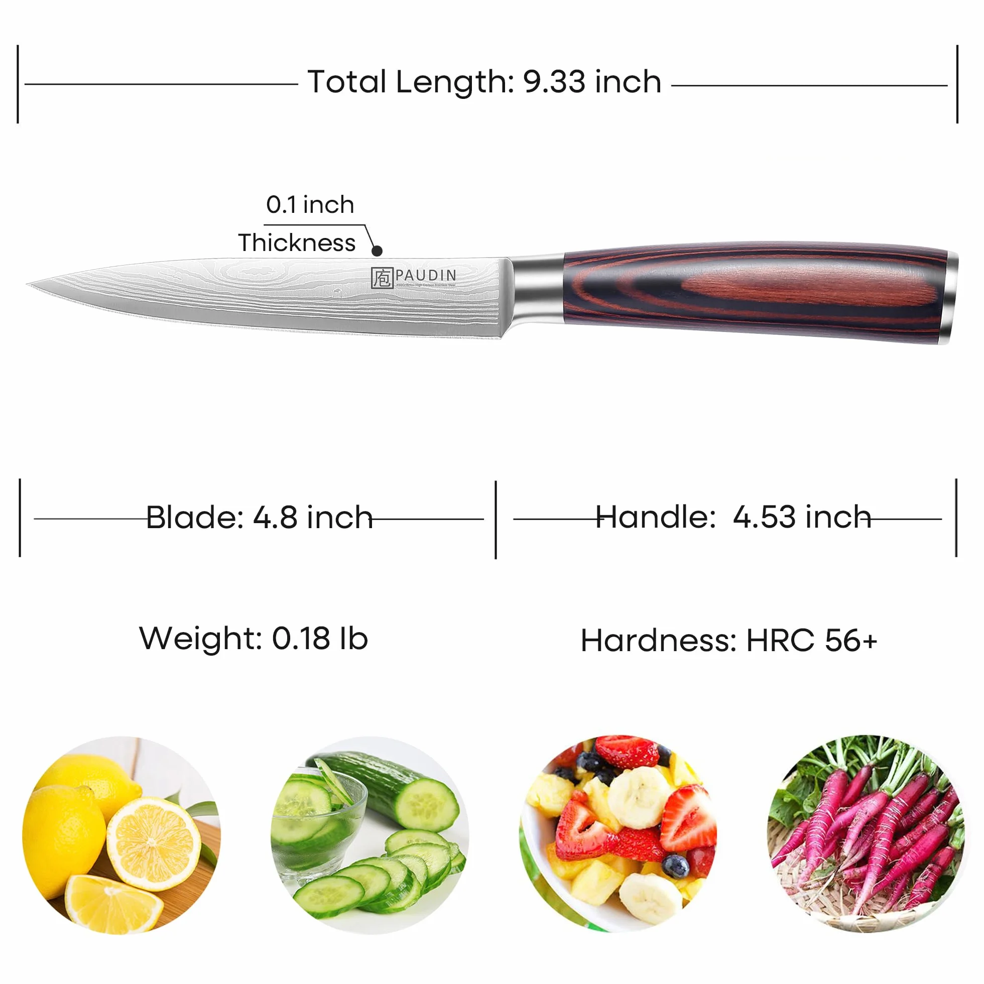 PAUDIN nóż szefa kuchni 13 cm z niemieckiej stali nierdzewnej ergonomiczny uchwyt