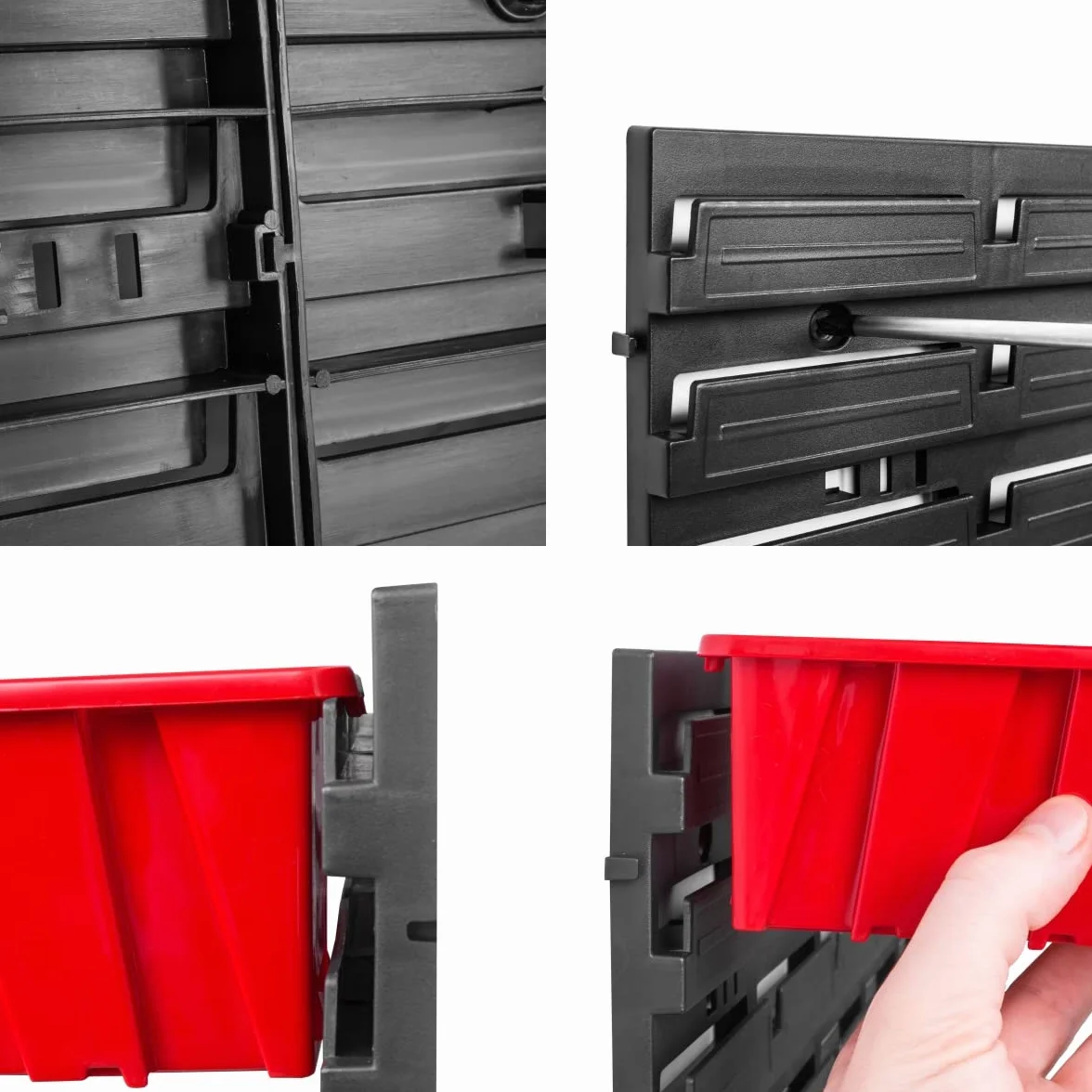 System magazynowy regał warsztatowy | 115 x 39 cm | 27 szt. | regał ścienny z pojemnikami do układania - płyty ścienne ekstra mocny regał na przedmioty ściana magazynowa regał garażowy