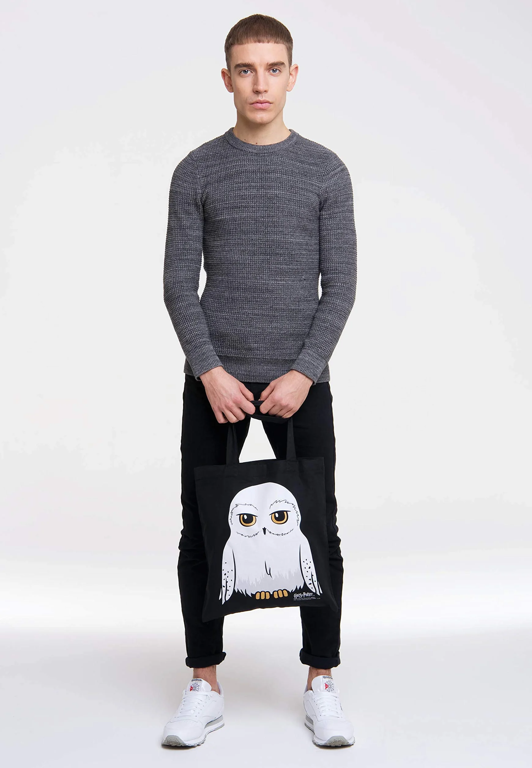 Logoshirt® Harry Potter I Sowa I Hedwig I Torba bawełniana na zakupy I Ekologiczna I Worek jutowy I Z motywem I Długie uchwyty I Öko-Tex® I Czarna I Licencjonowany design