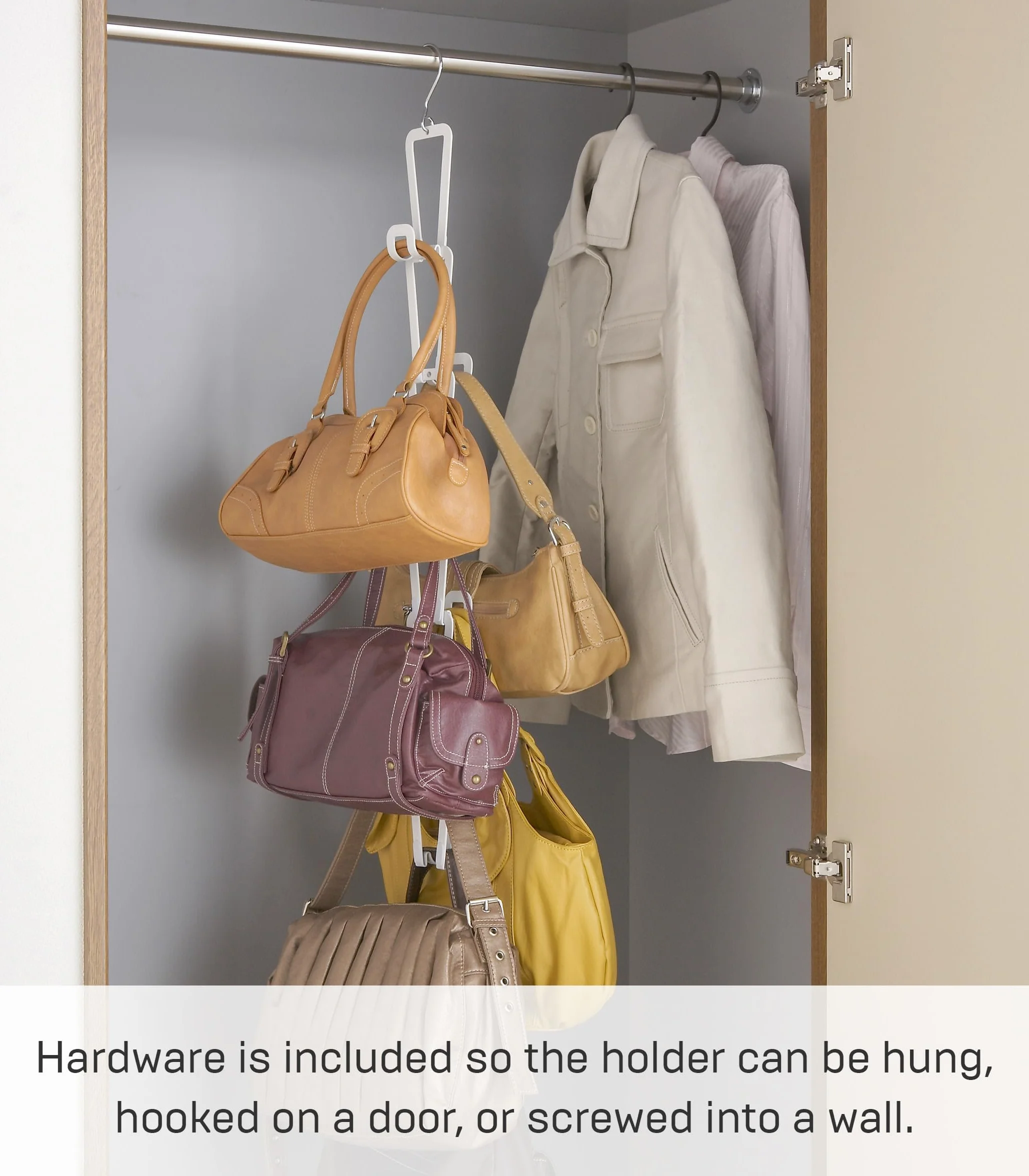 YAMAZAKI home 6510 torba z ogniwami łańcucha uchwyt - szafa do przechowywania wiszący organizer, jeden rozmiar, biały