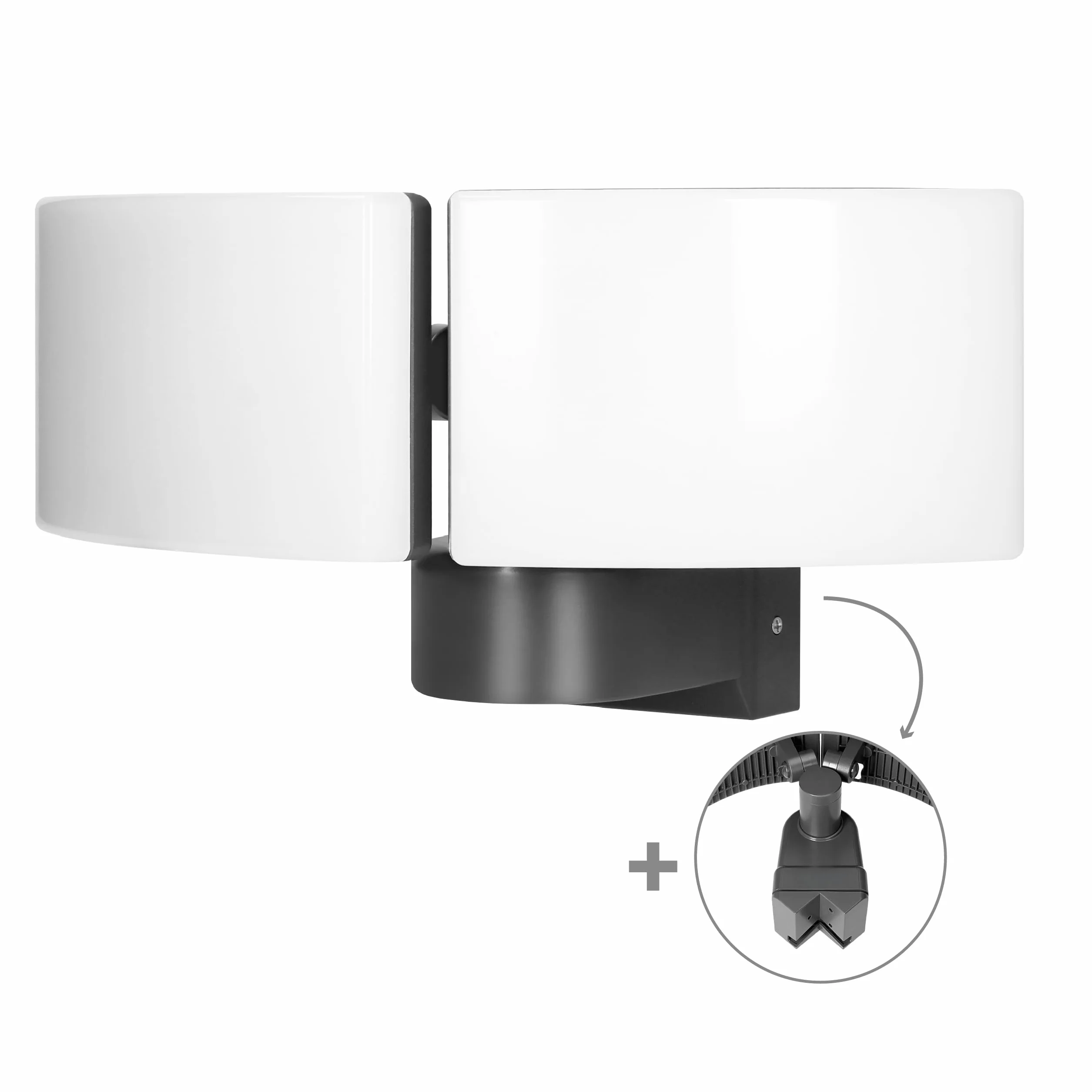 Podwójny Naświetlacz LED - 2x20W - 2x1600lm Barwa Ciepła Biel 3000K Oświetlenie Zewnętrzne Ogród Podjazd Garaż Wysoka Odporność na Warunki Atmosferyczne IP65 IK10 (bez czujnika ruchu)