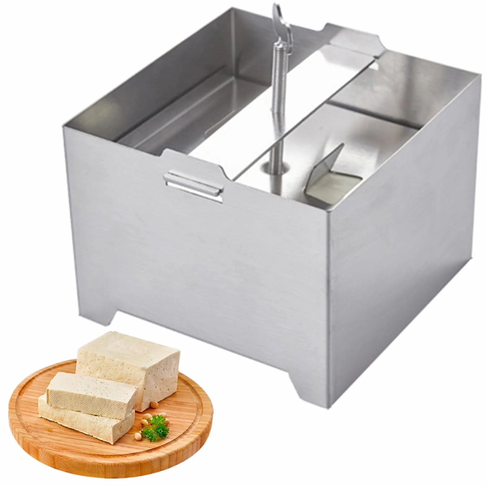 Prasa do tofu ze stali nierdzewnej 16x12x9cm regulowana z odpływem