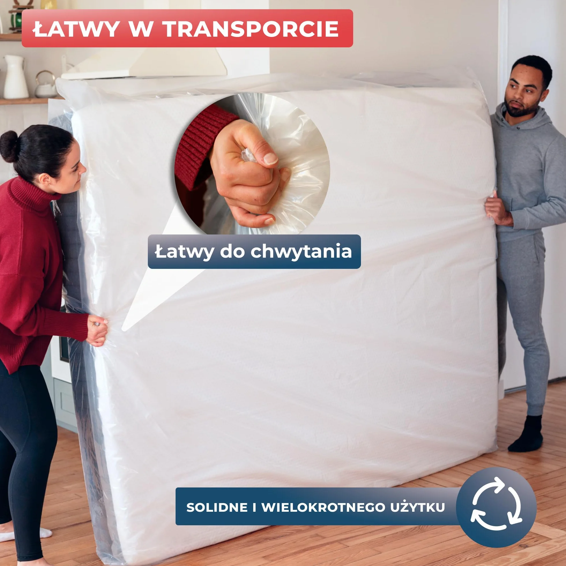 Plastikowy Pokrowiec Ochronny na Materac 160 x 200 cm 2 szt. WRAPPYBAG