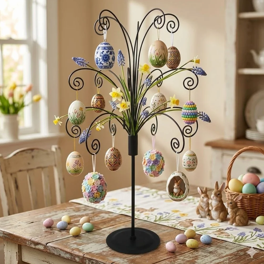 HOHIYA Ozdoba drzewo stojak stojak wieszak 50 cm hak druciany wiszący metal na Boże Narodzenie Swarovski kryształowe szkło dekoracje prezent Tajwan wykonany czarny