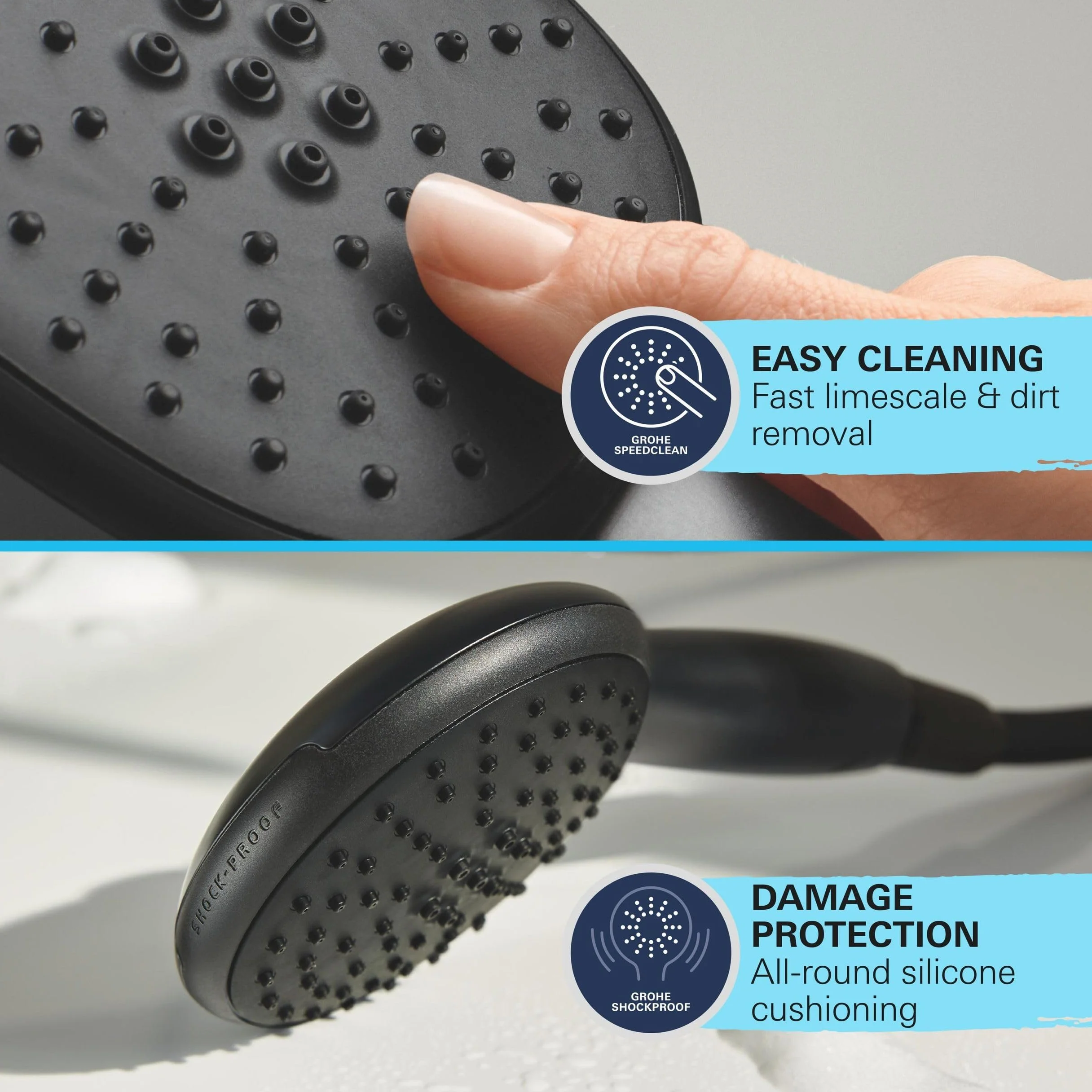 Grohe Vitalio 250 266772431 system prysznicowy oszczędzający wodę 8 l na min (2 rodzaje strumienia, obrotowe ramię prysznicowe, blokada bezpieczeństwa przy temperaturze 38C, system zapobiegający