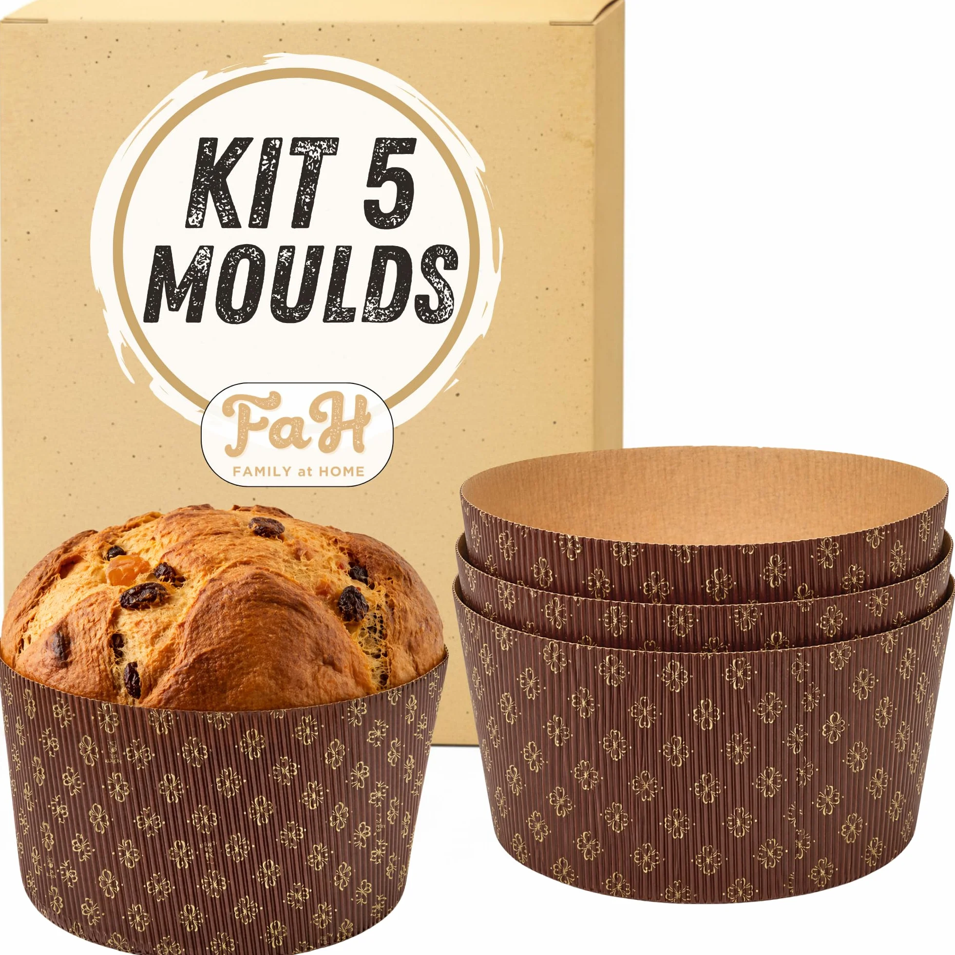 Wysokiej jakości forma do pieczenia panettone 750 g (5 sztuk) - profesjonalny Panettone z czystego papieru falistego z celulozy w kuchence mikrofalowej przeznaczony do Panettoni, odporny na wysokie