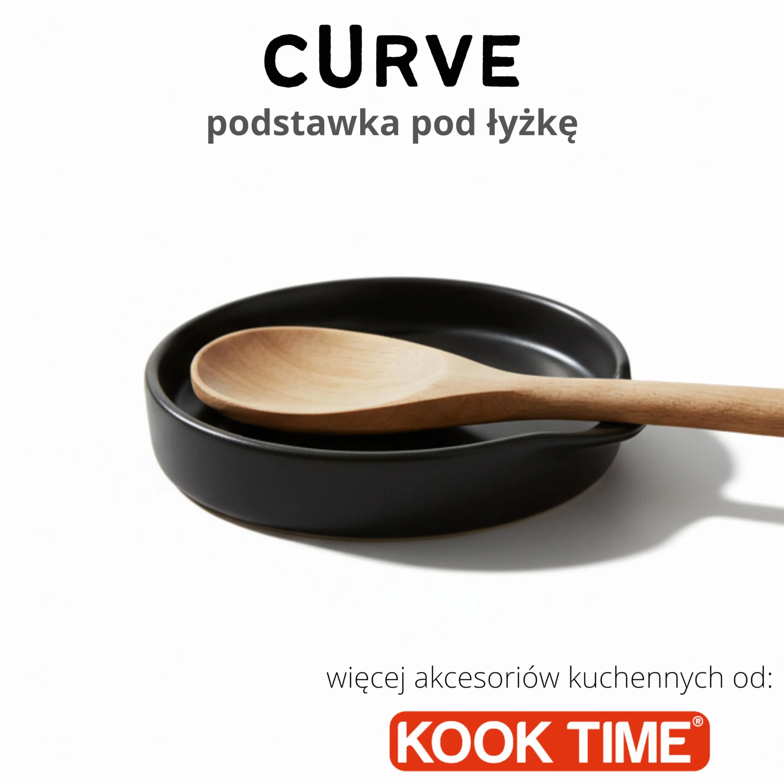 CURVE łyżki do serwowania | Wielofunkcyjna ceramiczna taca kuchenna | Idealna jako stojak na łyżki, talerz na przekąski, chleb lub sosy | 15,5 x 14 x 2,5 cm | matowa czerń