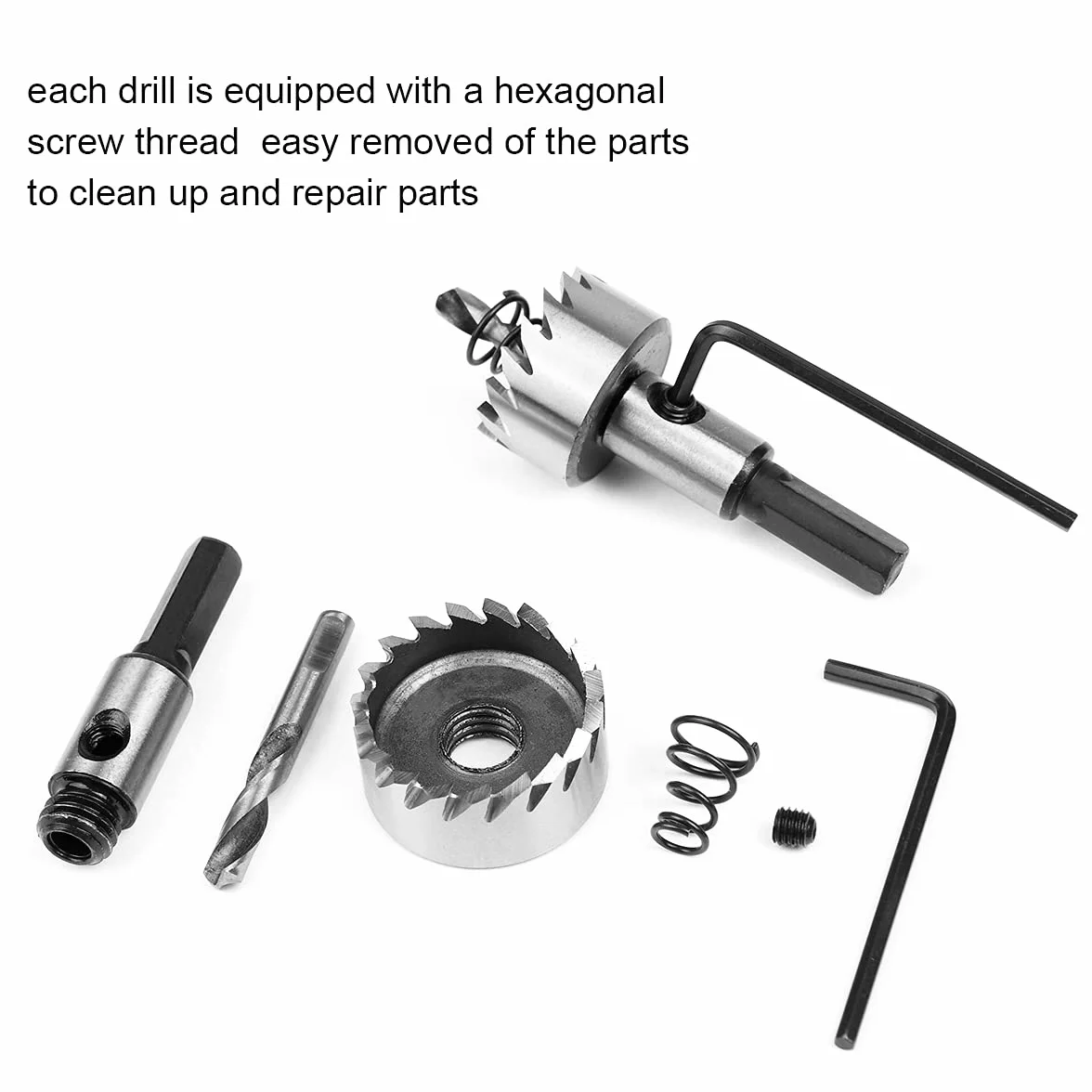 Flintronic Otwornica z twardego metalu, zestaw 5 wierteł z tytanu HASS, 16 mm, 18,5 mm, 20 mm, 25 mm, 30 mm, zestaw narzędzi do stali, stali nierdzewnej, żelaza, mosiądzu, włókna szklanego