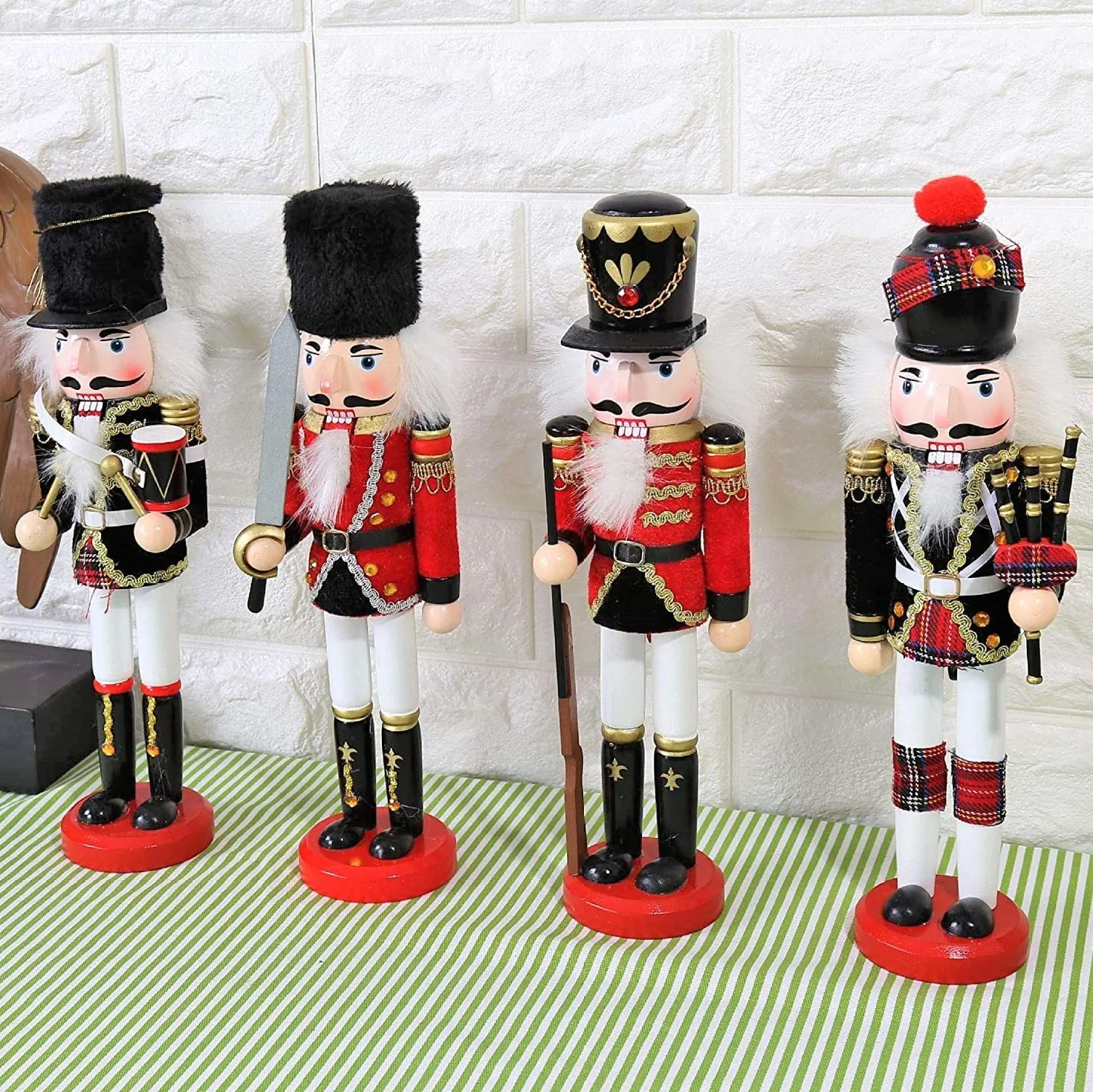KAHEIGN Drewniany dziadek do orzechów, 2 style, 30 cm, świąteczne tradycyjne figurki dziadka do orzechów, wysokiej jakości, malowane drewno sosnowe, żołnierz do domu, kominka, dekoracja na imprezę