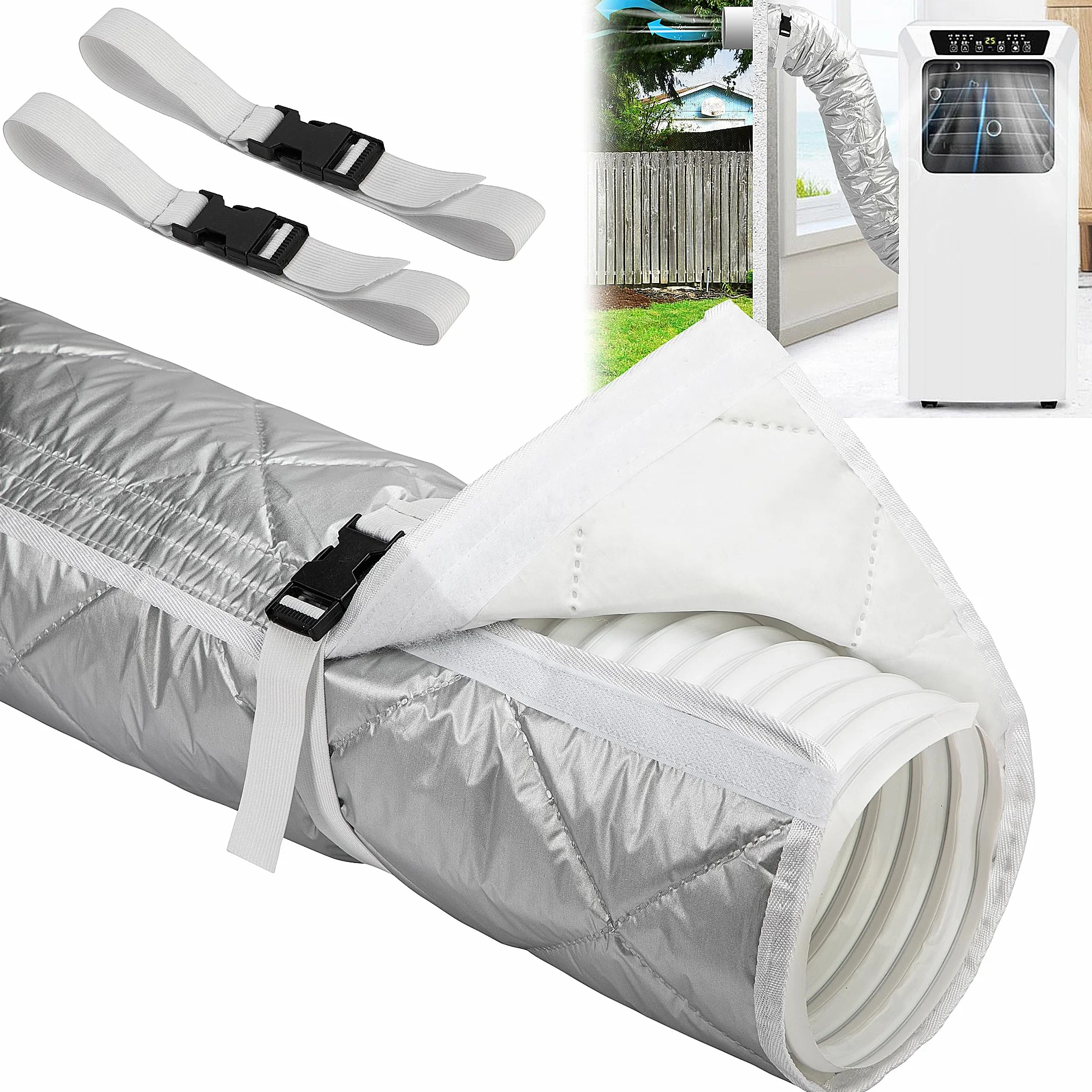 1 sztuka 150 x 50 cm osłona węża do przenośnych klimatyzatorów – osłona węża klimatyzującego, izolacja węża wylotowego, izolacja, pokrowiec ochronny