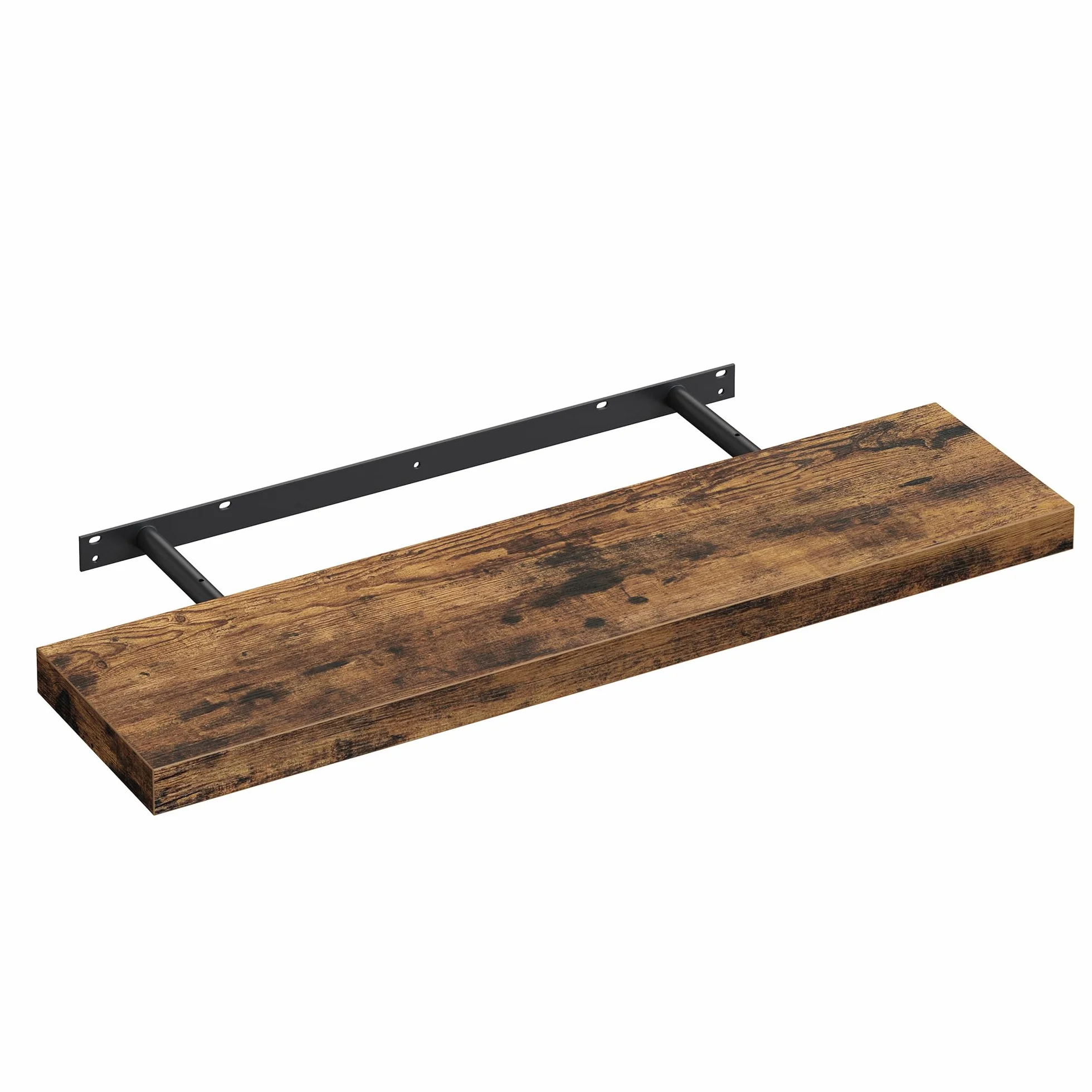 VASAGLE LWS28BX Półka ścienna, 20 x 80 x 3,8 cm, półka na ramki do zdjęć, dekoracja ścienna, półka do salonu, biura, kuchni, rustykalna brązowa