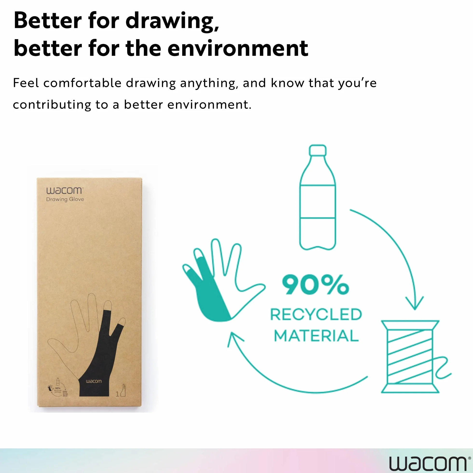 Wacom rękawice do rysowania, tablet, 90% z materiałów pochodzących z recyklingu, rękawice do rysowania, 3 szt. w zestawie