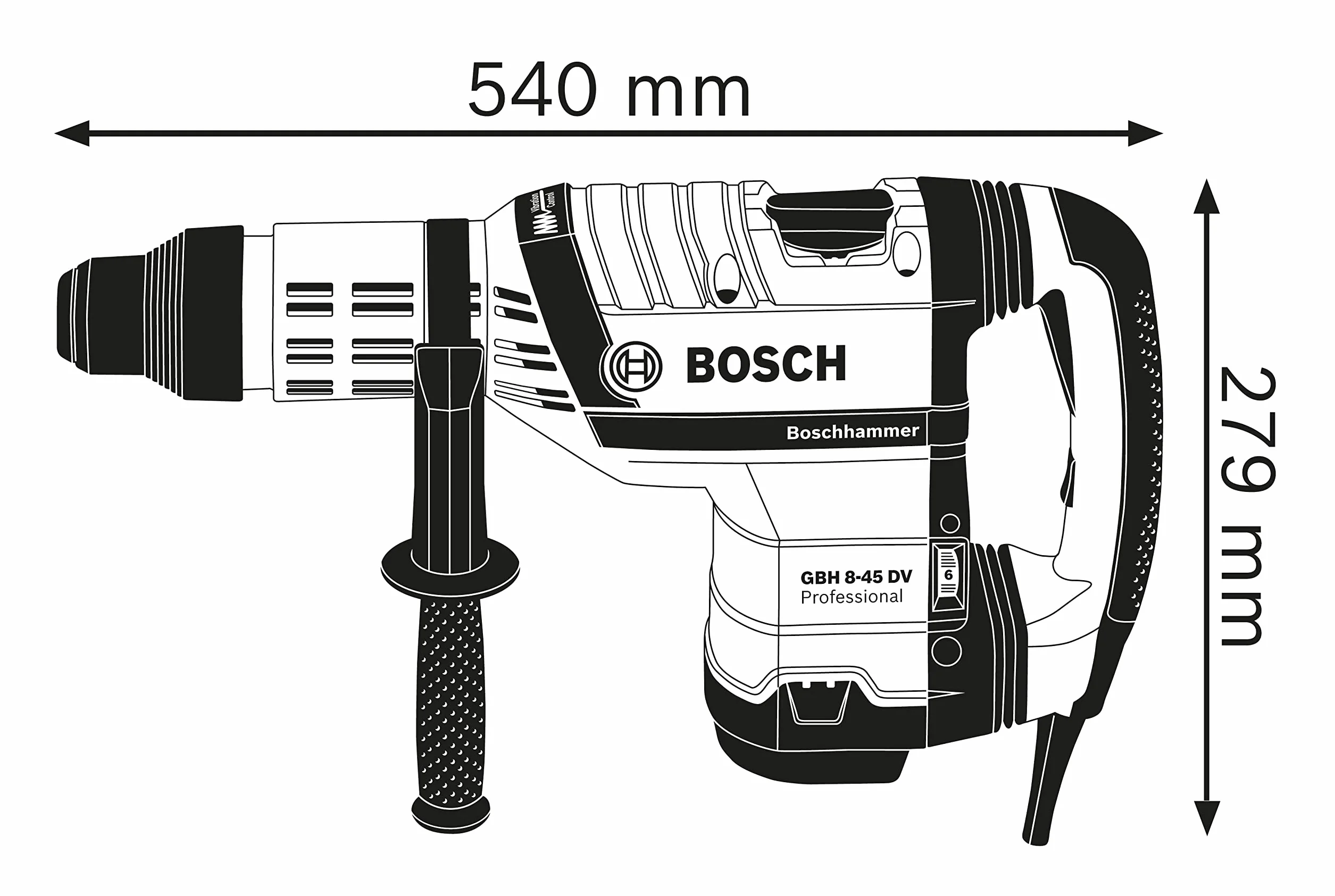 Bosch Professional: młot udarowo-obrotowy GBH 8-45 DV (1 500 W, uchwyt SDS max, nominalna prędkość obrotowa 165 – 300 min-1, walizka)