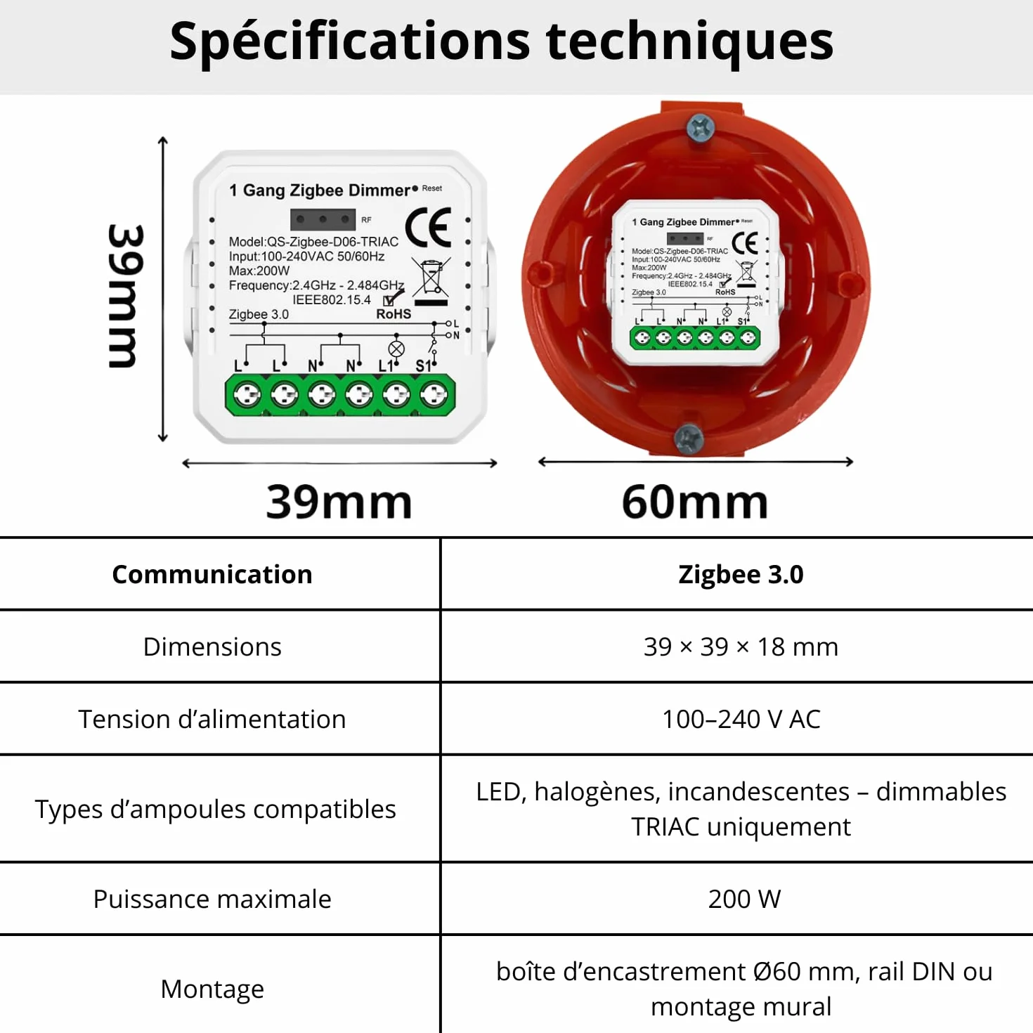 Dimmer ściemniacz 1 kanał TUYA Zigbee MINI V3 sterownik oświetlenia