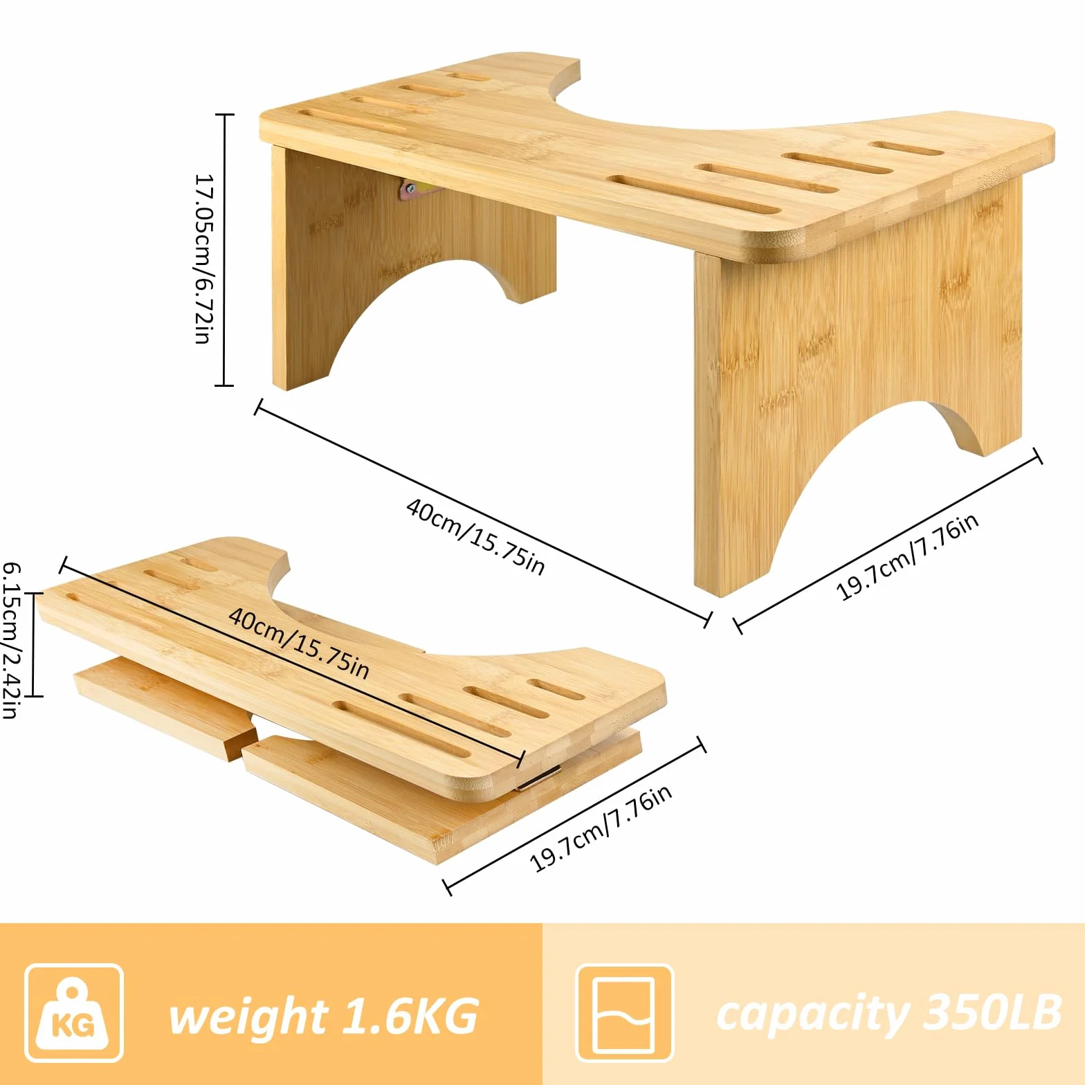 Bambusowy stołek toaletowy, składany taboret łazienkowy, zdrowy i przenośny taboret toaletowy, ergonomiczny taboret toaletowy do łazienki, do walki z zaparciami, wzdęciami i wygodnym