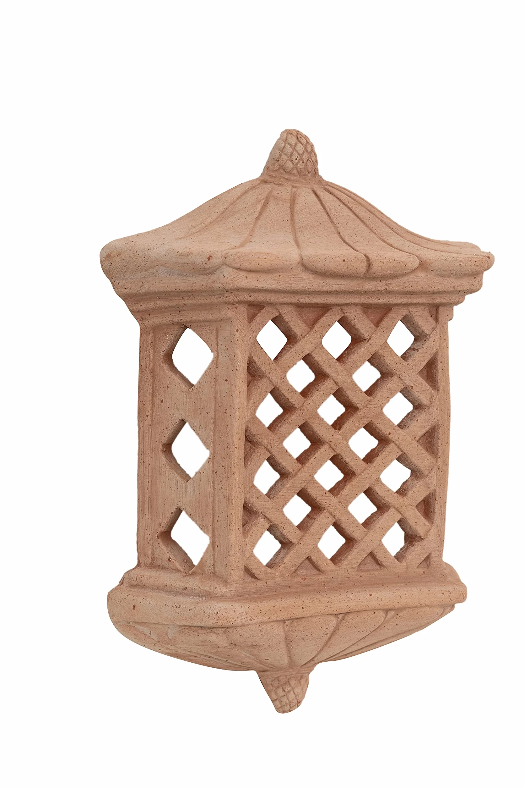 Biscottini Latarnia zewnętrzna z terakoty, L25 x PR10 x H36 cm, latarnia zewnętrzna, świecznik wyprodukowany we Włoszech, lampiony do oświetlenia ogrodu, dekoracja ogrodowa