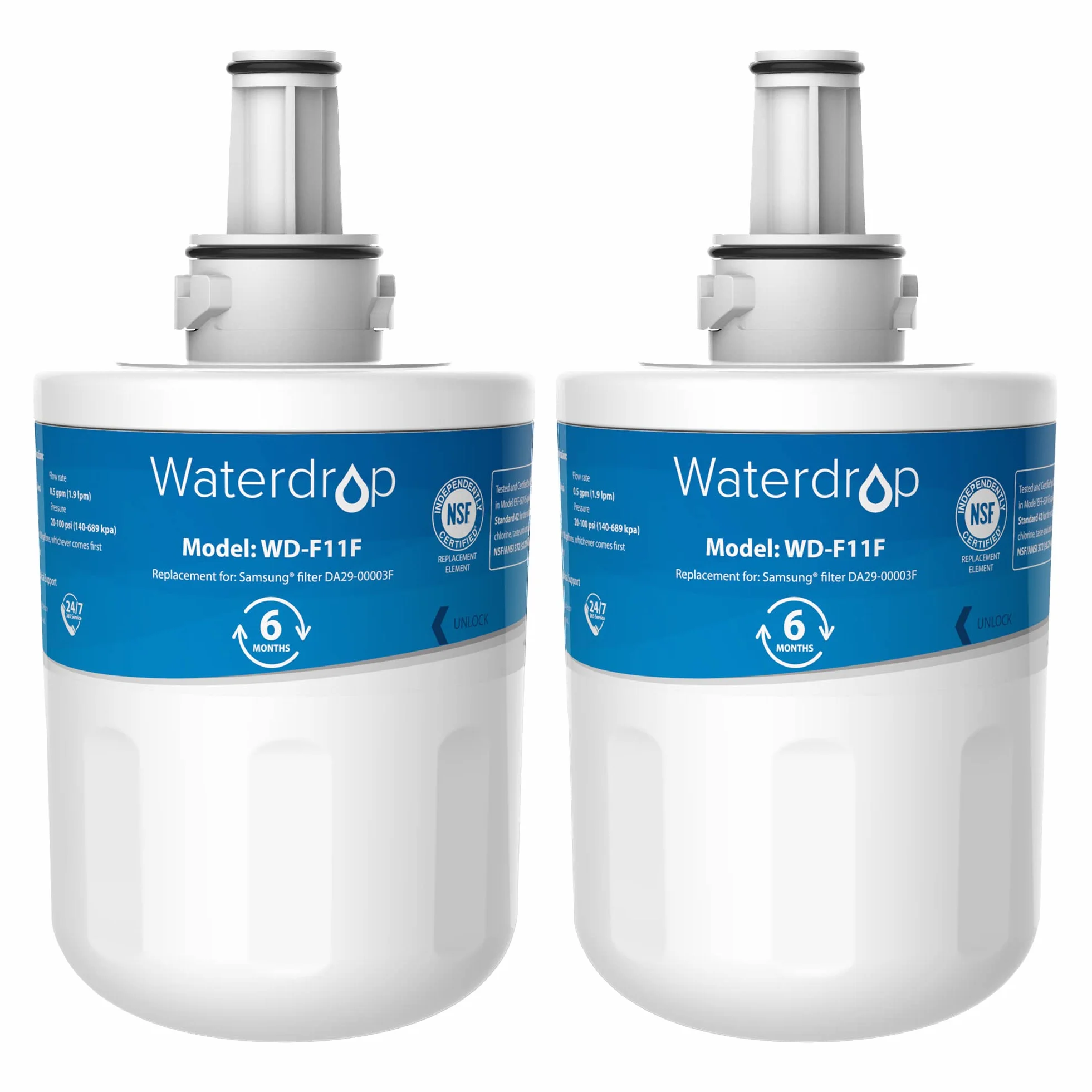Waterdrop DA29-00003F Filtr Wody do Lodówki Kompatybilny z Samsung Aqua Pure Plus (2 szt.)