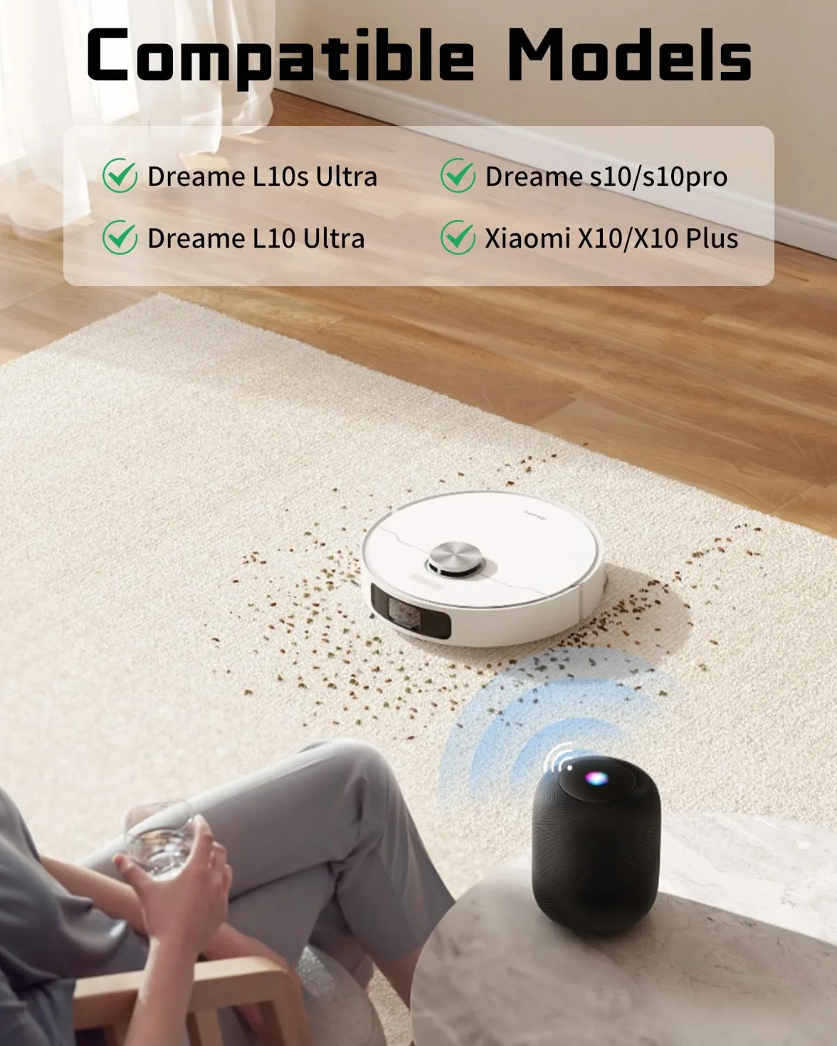Jissta Zestaw akcesoriów do odkurzacza robota Dreame L10s Ultra/L10 Ultra, 1 szczotka główna, 6 filtrów, 6 nakładek na mopa, 7 szczotek bocznych, 1 szczotka czyszcząca, akcesoria do Dreame L10 Ultra