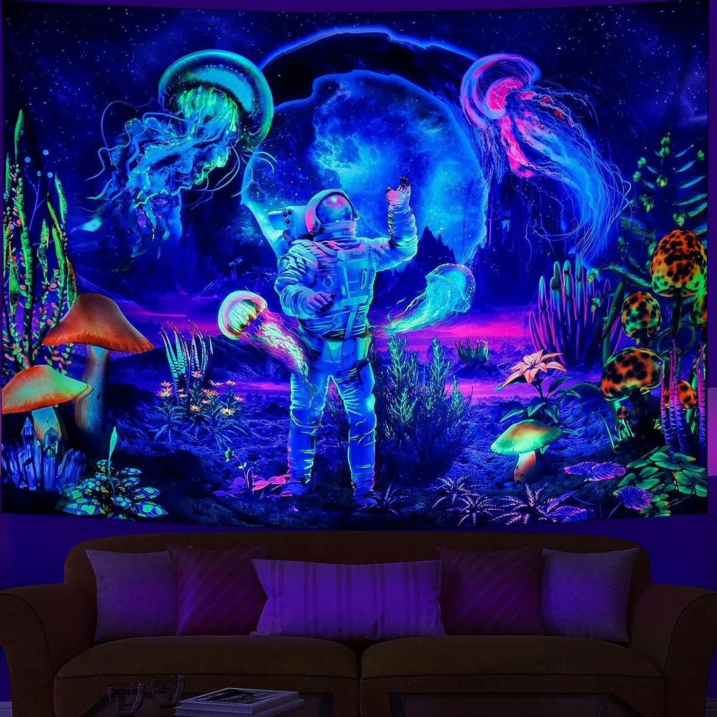 Gobelin świecący w ciemności UV 200 x 150 cm neon