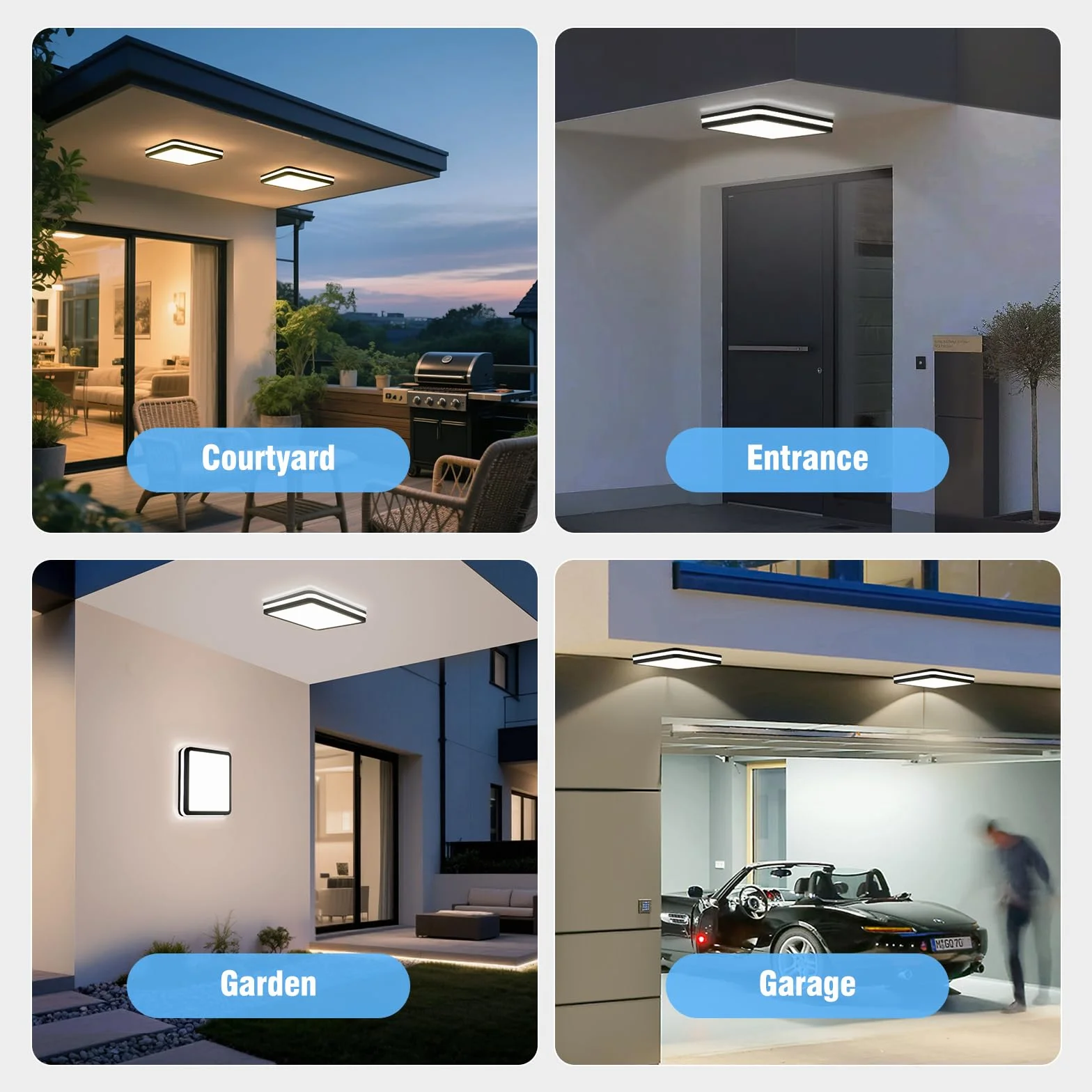 LEZOE Lampa sufitowa do łazienki IP65, odporna na wilgoć, 18W/12 W, 2700 lm, 150Lm/ w; lampa sufitowa 3000K/4000K/6500K, idealna do garażu/korytarza/salonu, łazienki, kuchni/balkonu/sypialni szary