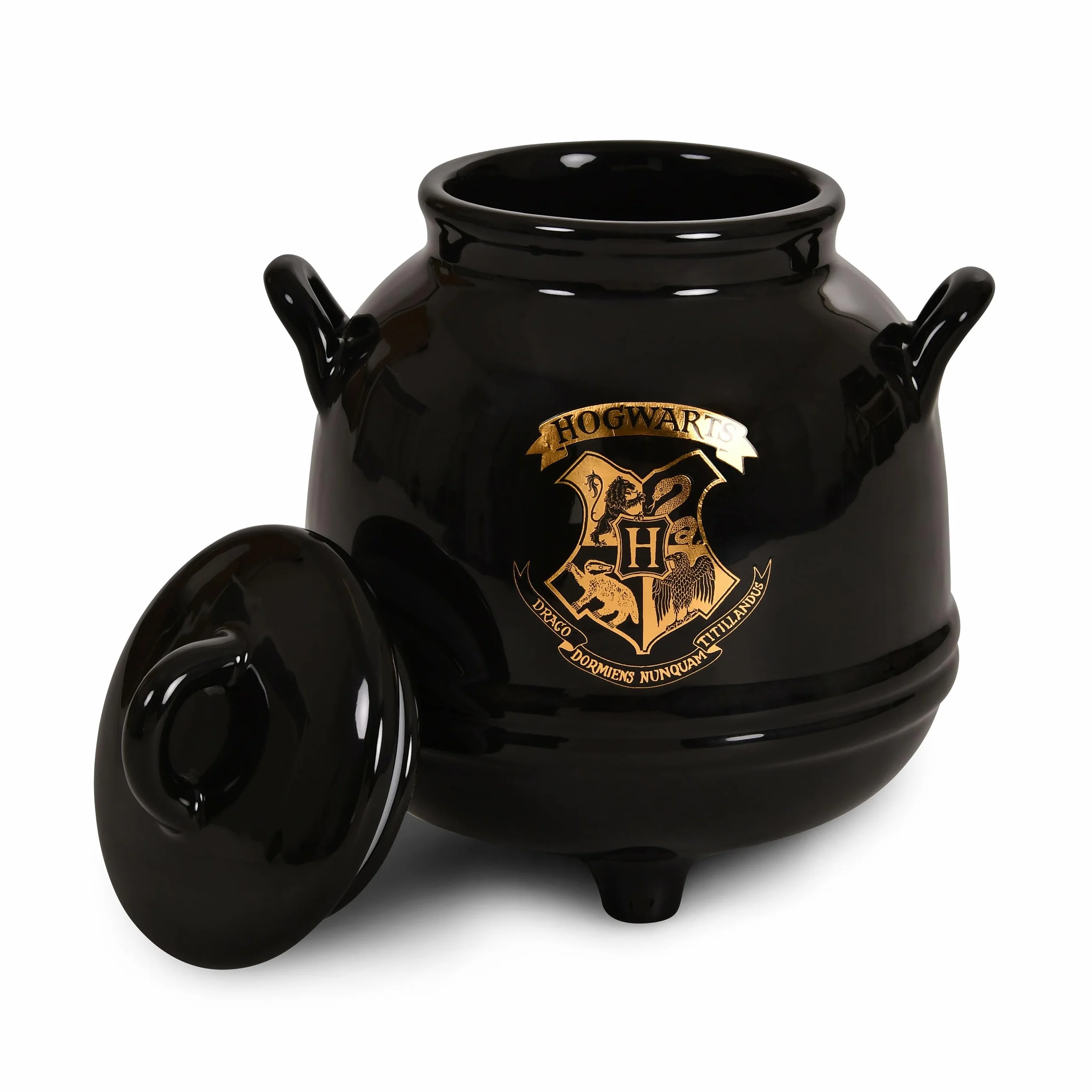 Elbenwald Harry Potter Hogwarts Kocioł Słoik na Ciasteczka - Herb Szkoły Hogwarts Motyw Ceramiczny Czarny