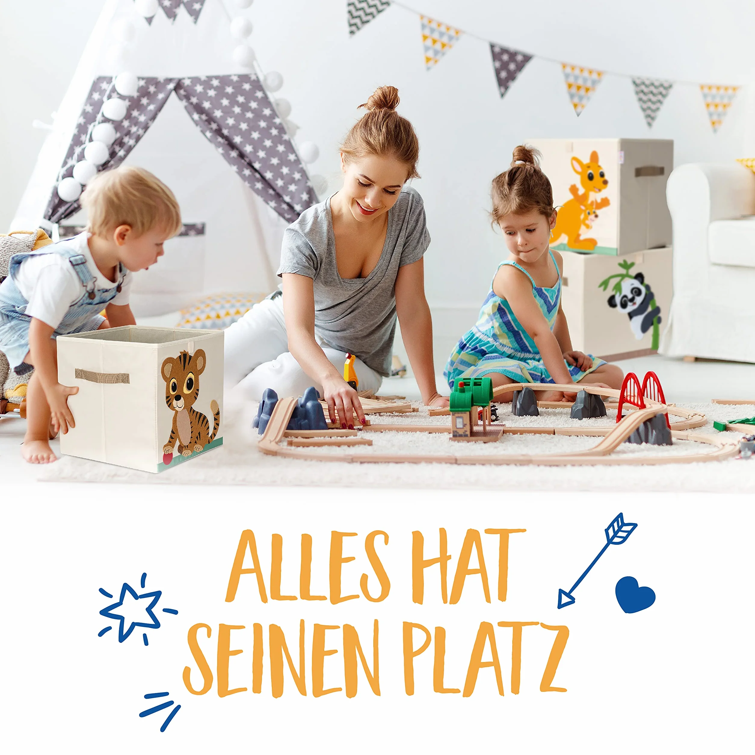 Premium Storage Box Kallax Kids - 8 Motywów (33x33x33cm) | Rozmiar odpowiedni jako pudełka Kallax do pokoju dziecięcego | Składane pudełko na zabawki, stabilne dno, trwałe.
